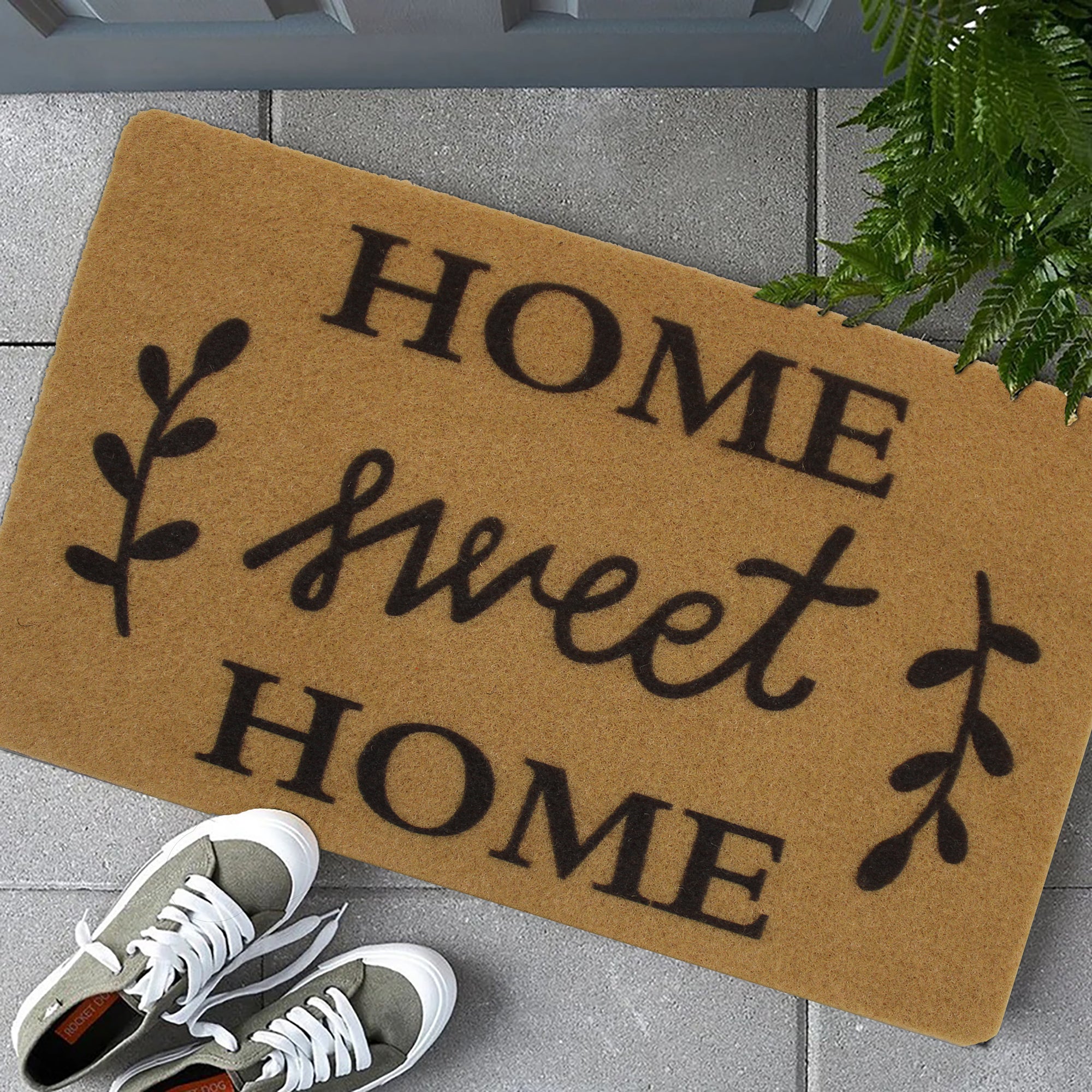 60cm x 39cm Durable Non Shedding Synthetic Coir Floor Mat - Home Sweet Home