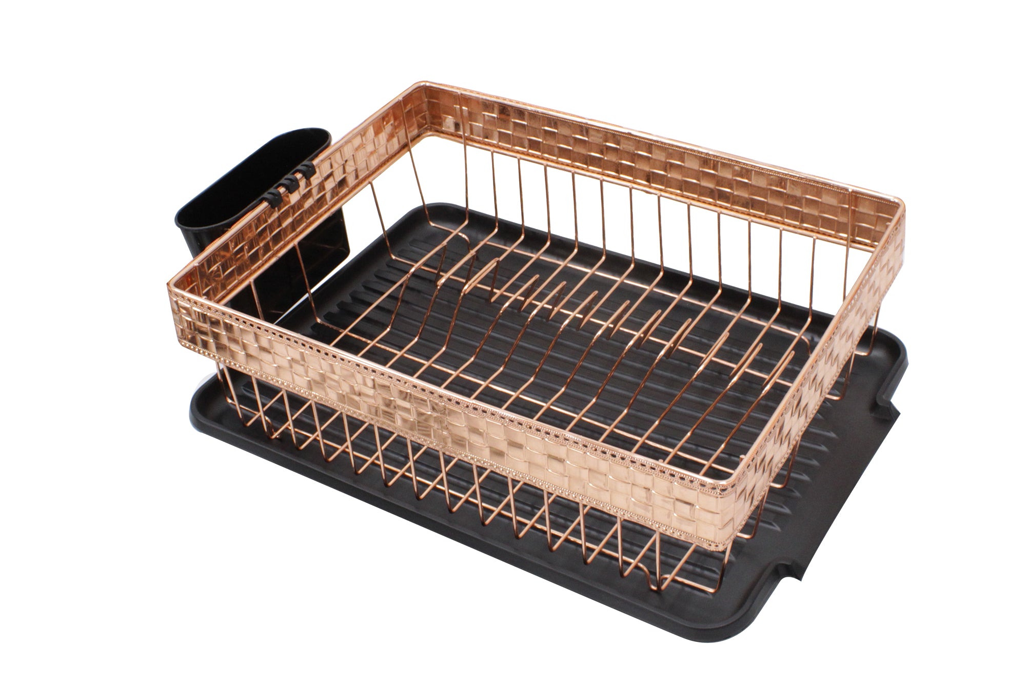 40cm x 30cm Weave Dish Draining with Cutlery Holder & Drip Tray