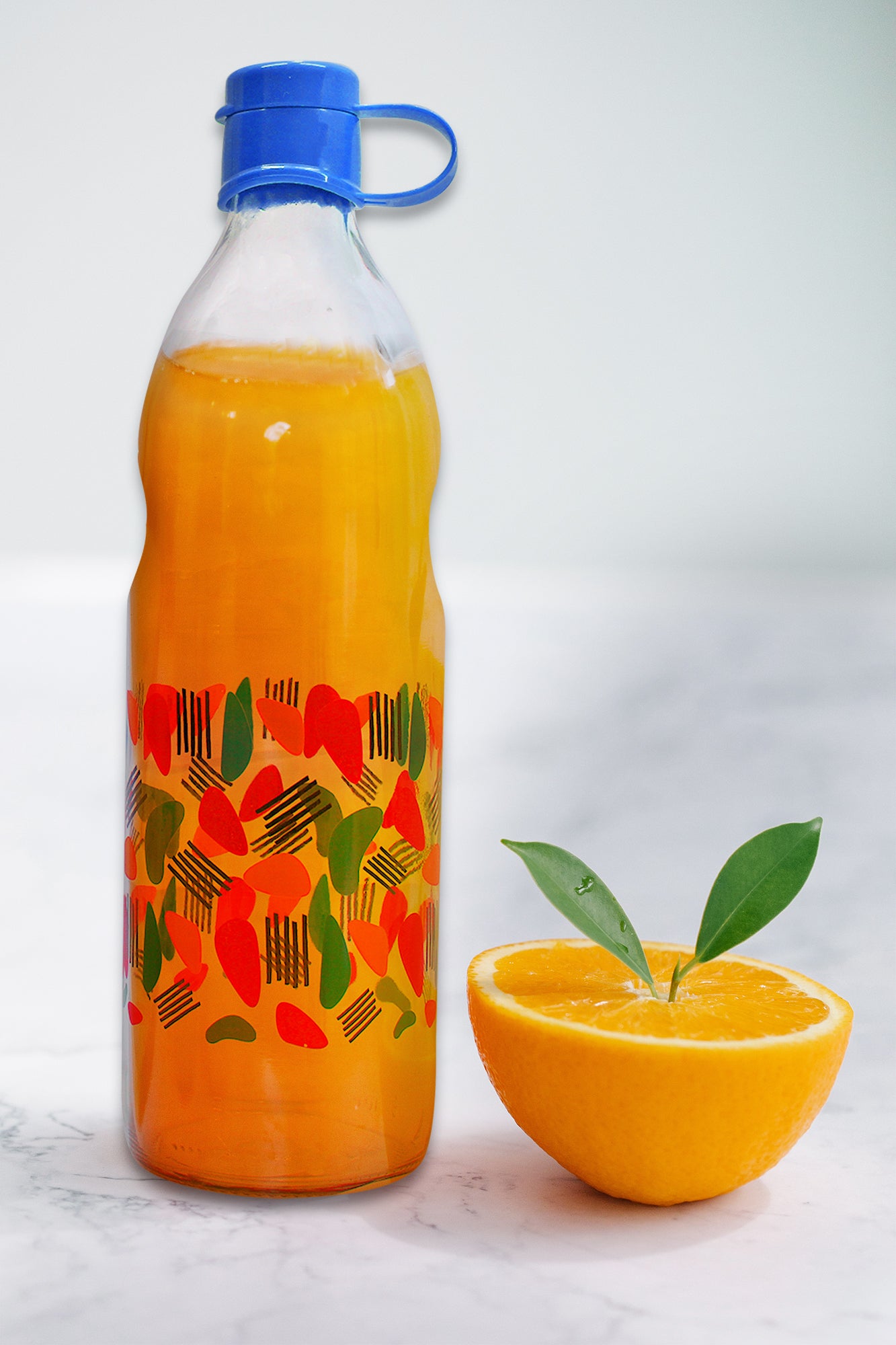 Set of 2 Milk & Water/Juice Refrigerator Safe Glass Bottles - 1 Liter