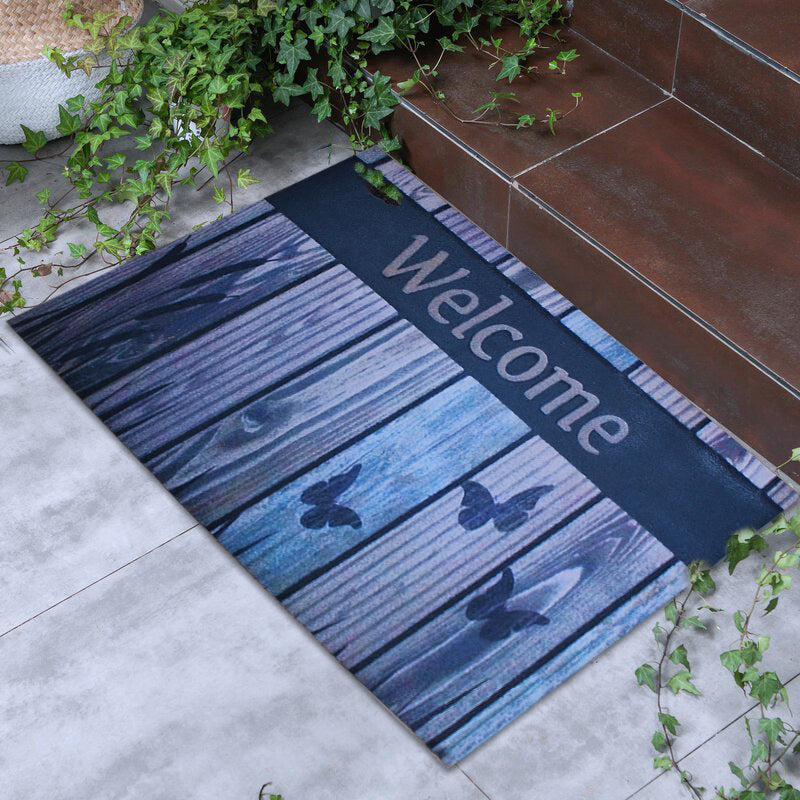 75cm x 45cm Non-Slip Imitation Felt Indoor & Outdoor Door Mat - Butterfly