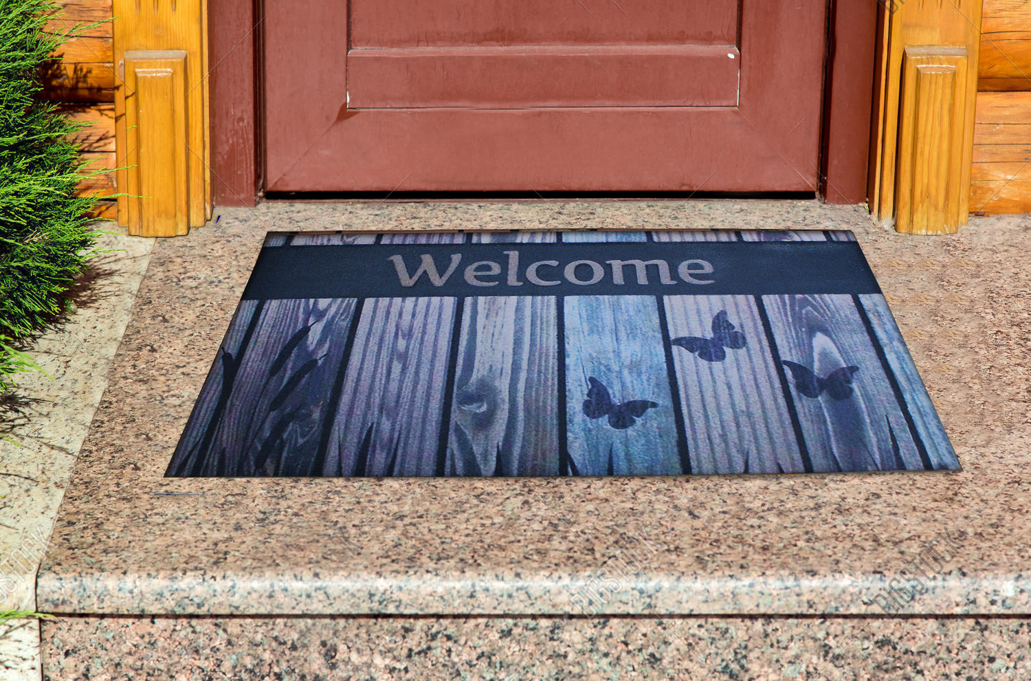 75cm x 45cm Non-Slip Imitation Felt Indoor & Outdoor Door Mat - Butterfly