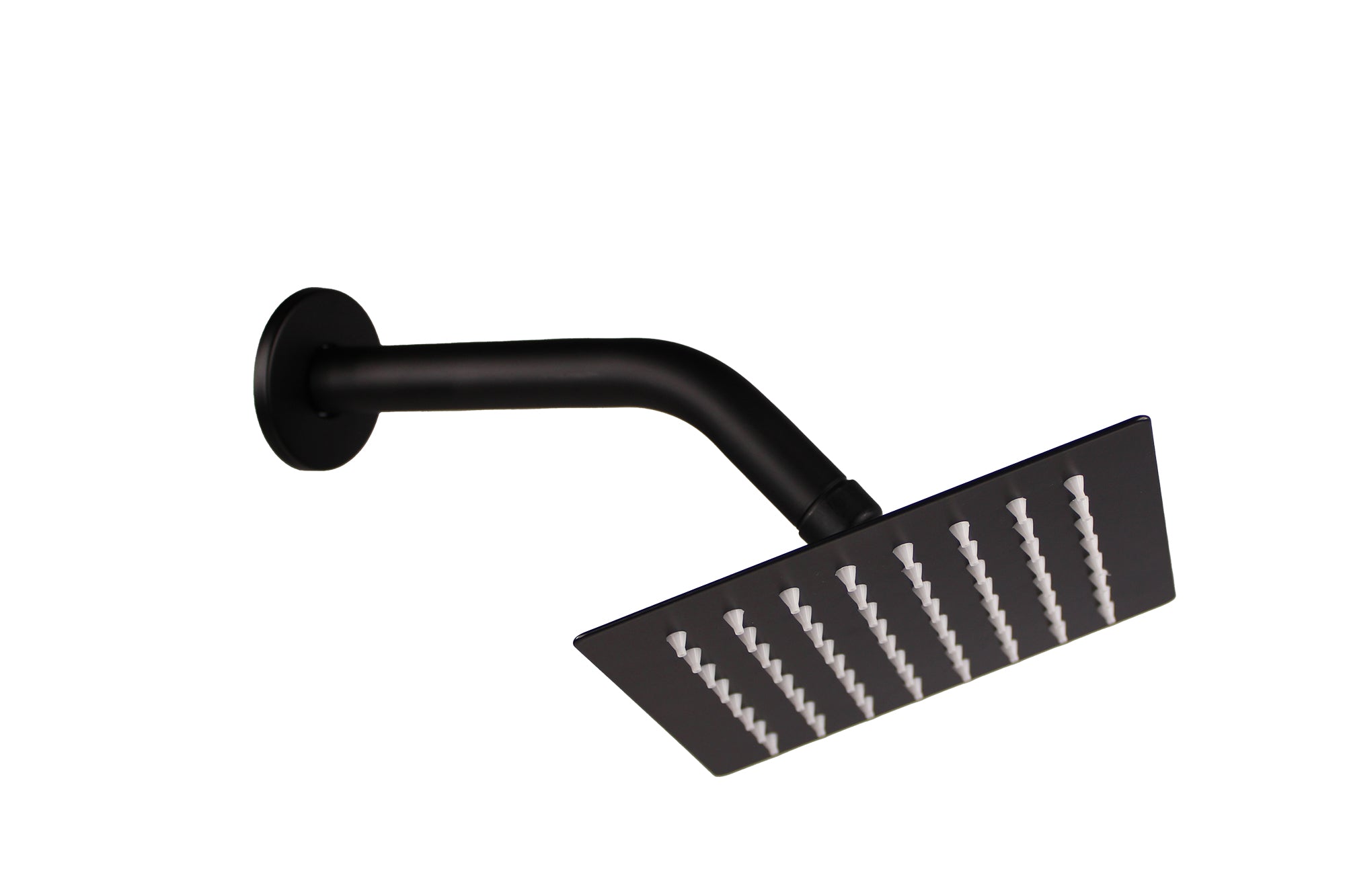 LMA Essentials Square Stainless Steel 15cm  Shower Head & 16cm (45 degree bend) Arm Set - Black