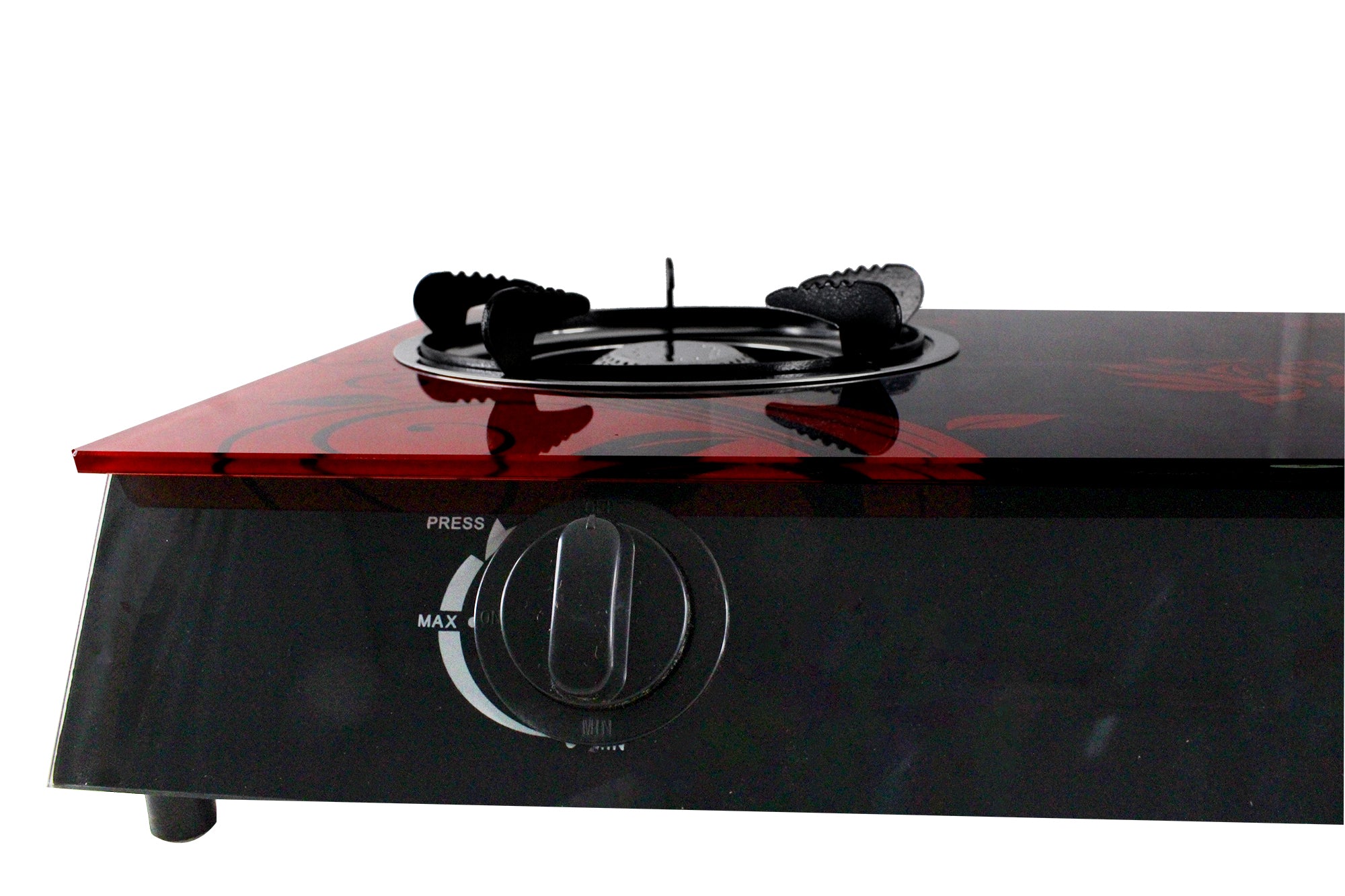 Two-Burner Auto-Ignition Tempered Glass Panel Gas Stove - Red Petal