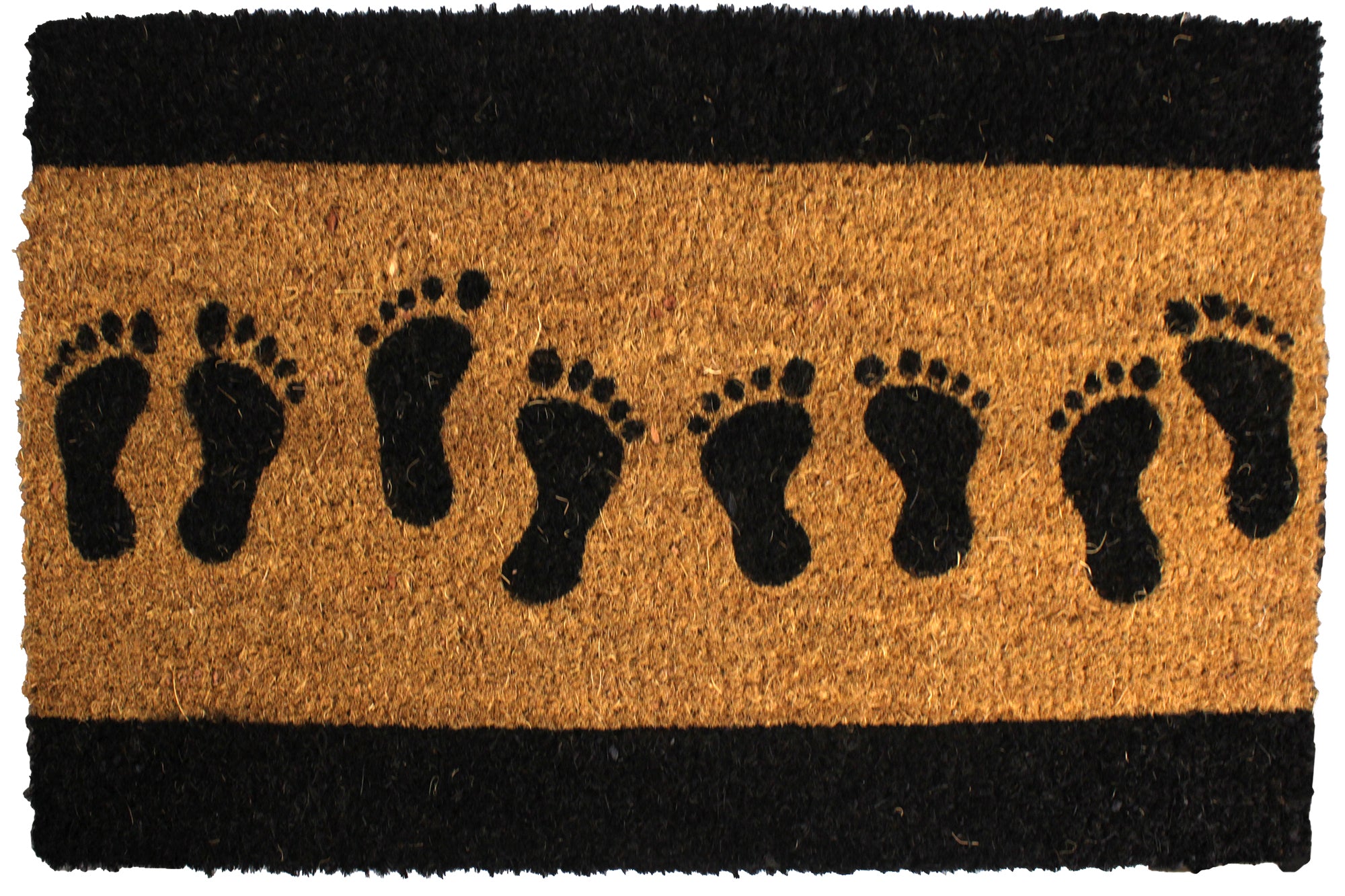 40x60cm Printed Coir Door Mat with Non-Slip Backing - Happy Feet