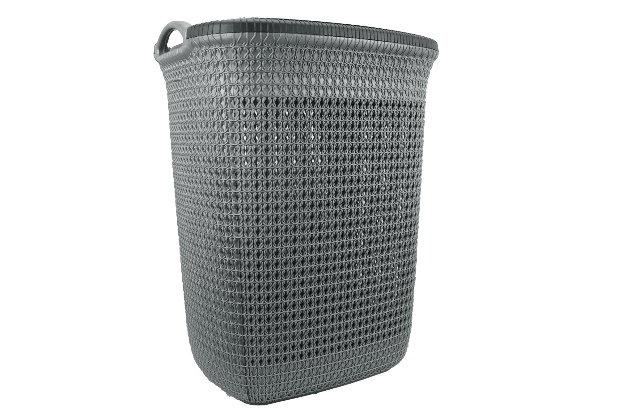 Two Tone PVC Mesh Weave Laundry Basket with Push-2-Lock Lid