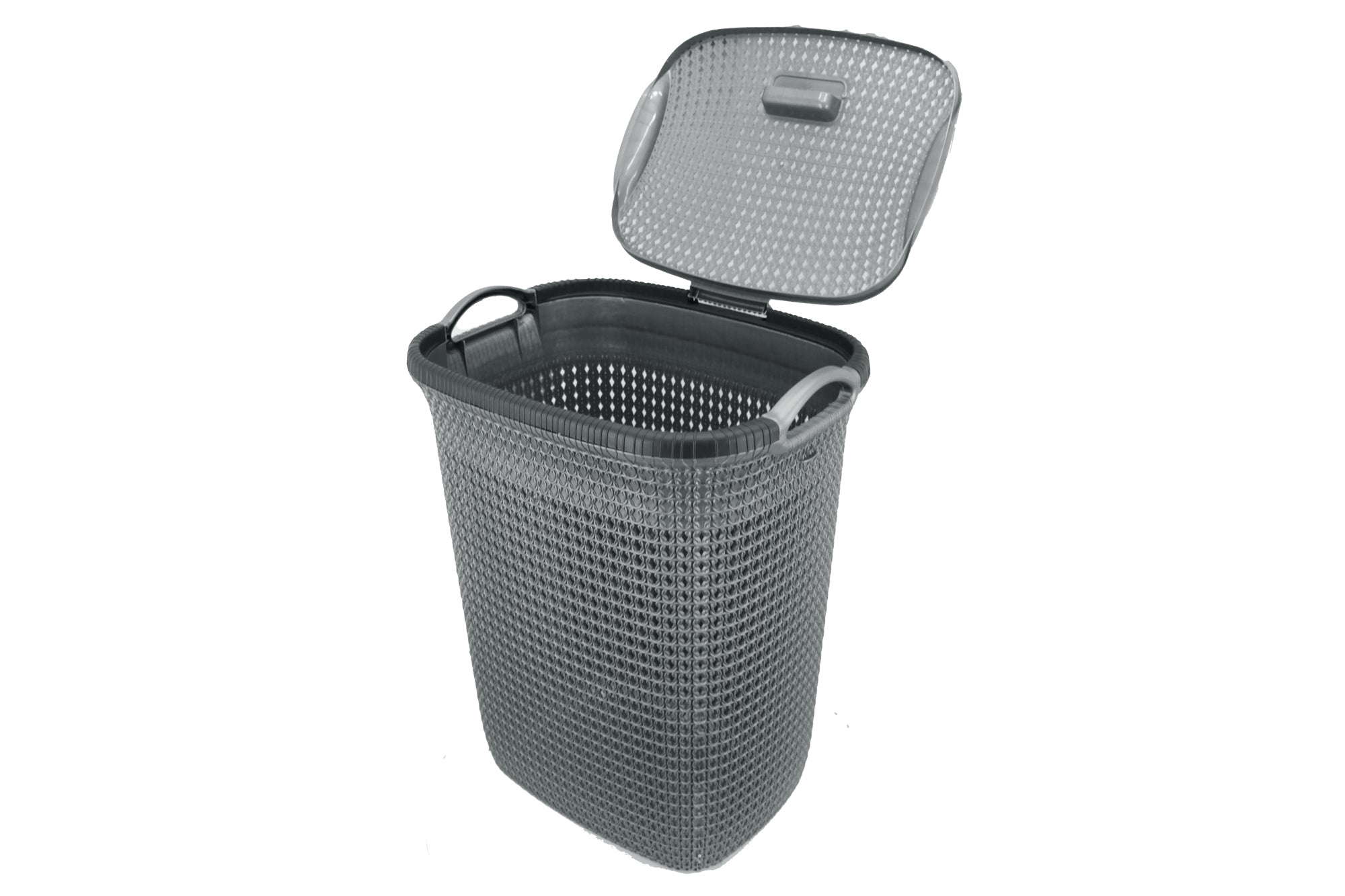 Two Tone PVC Mesh Weave Laundry Basket with Push-2-Lock Lid