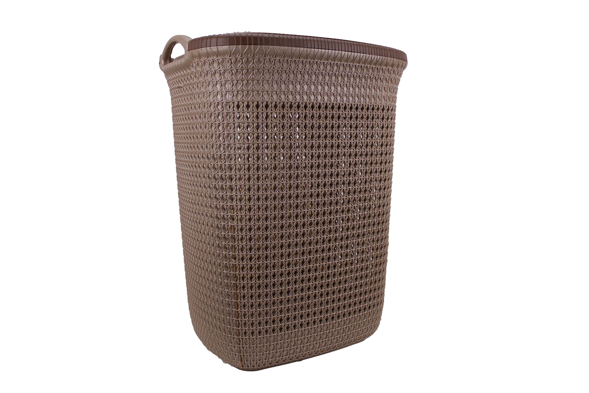 Two Tone PVC Mesh Weave Laundry Basket with Push-2-Lock Lid