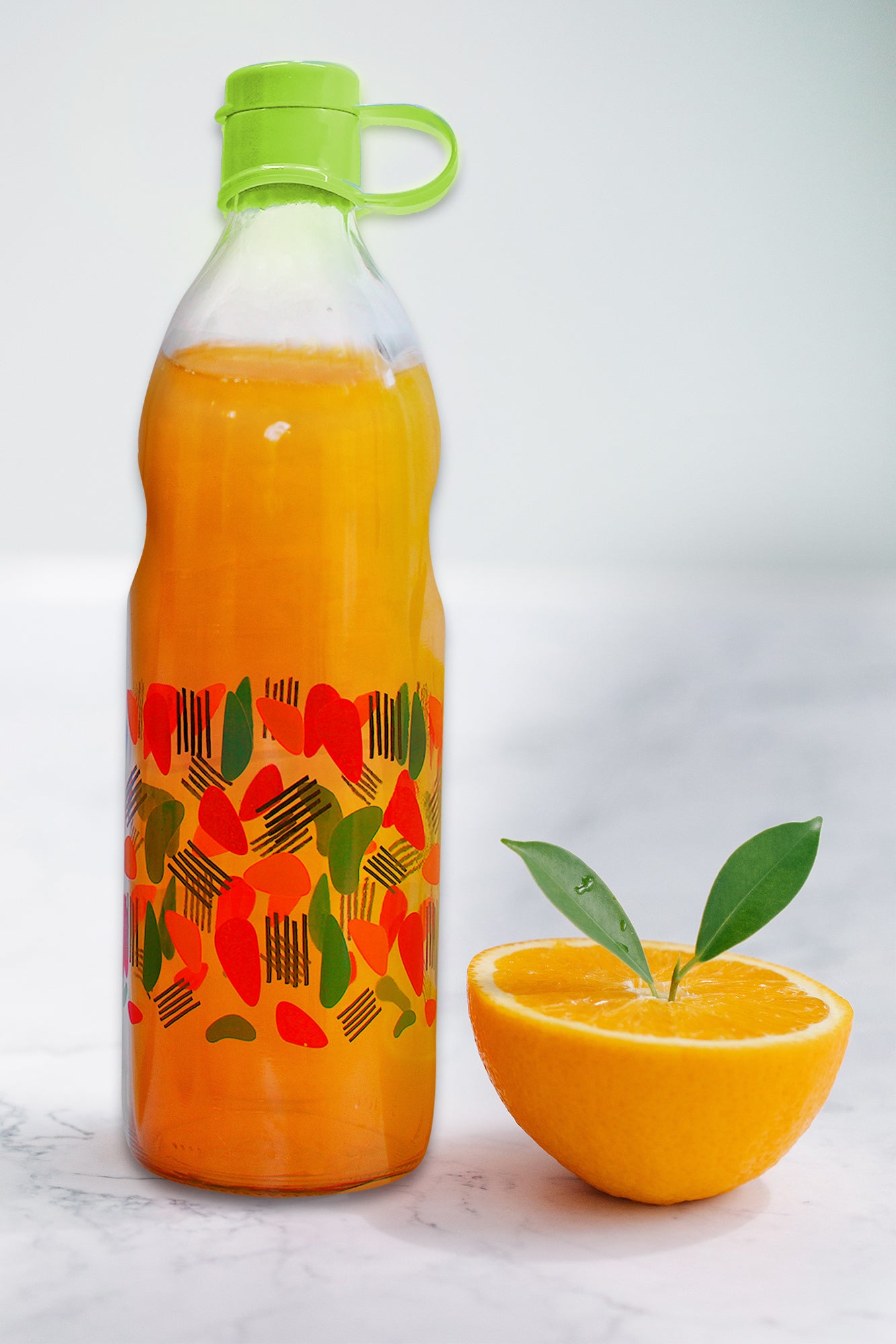 Set of 2 Milk & Water/Juice Refrigerator Safe Glass Bottles - 1 Liter