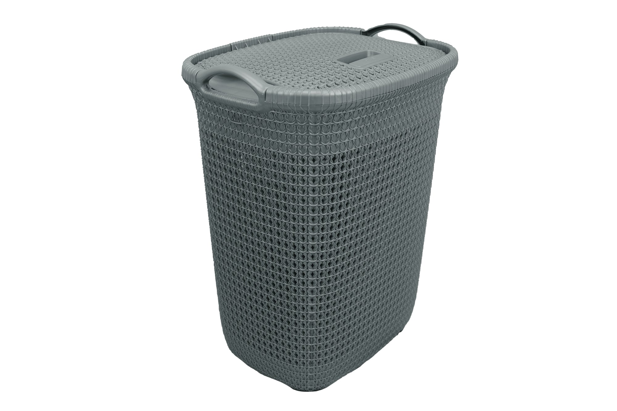Mesh Weave Replica PVC Laundry Basket with Hinge Lid