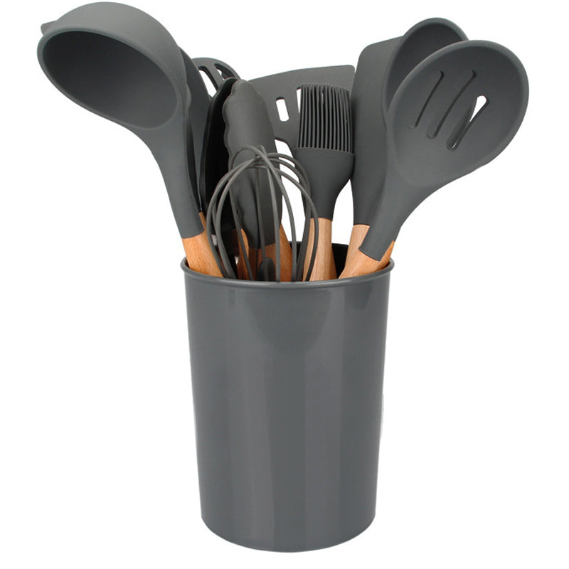 12 Piece Non-Stick Silicon & Wooden Handle Kitchen Utensil Set