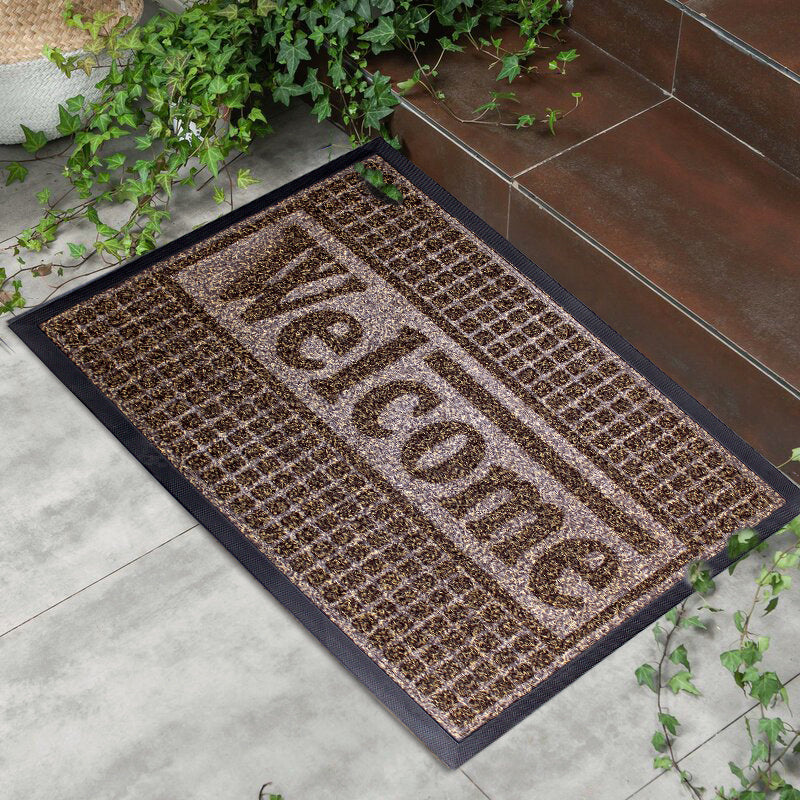 75cm x 45cm Non-Slip Abrasive Imitation Coir Door Mat - Welcome