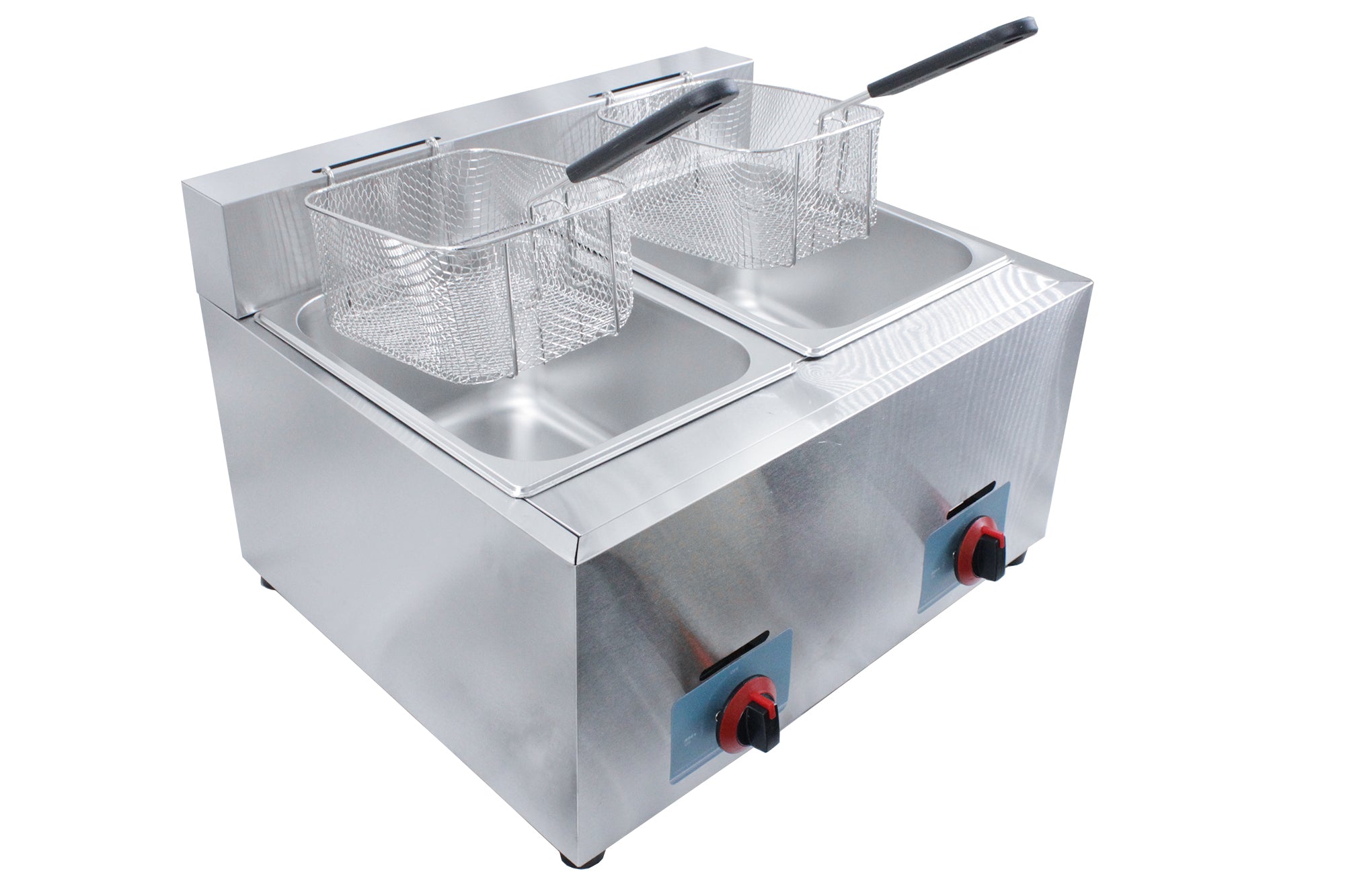 12 Liter Double Pan Commercial Gas Fryer with Tube Burners