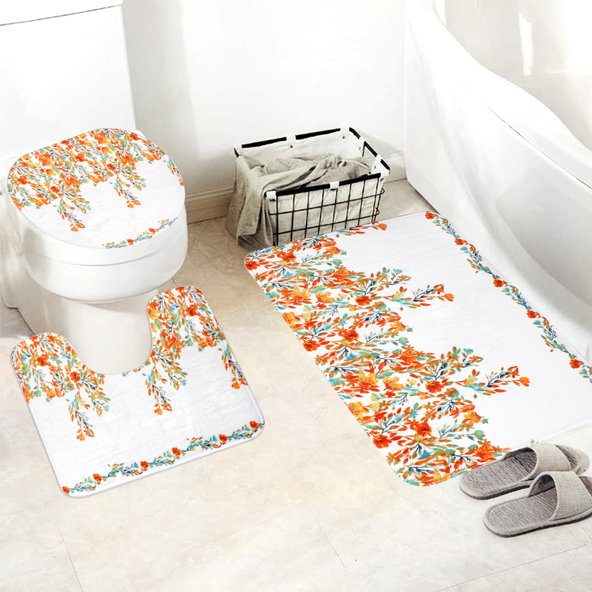 LMA 180cm Floral Fantasy Fabric Shower Curtain & 3 Piece Toilet Cover & Mat Set