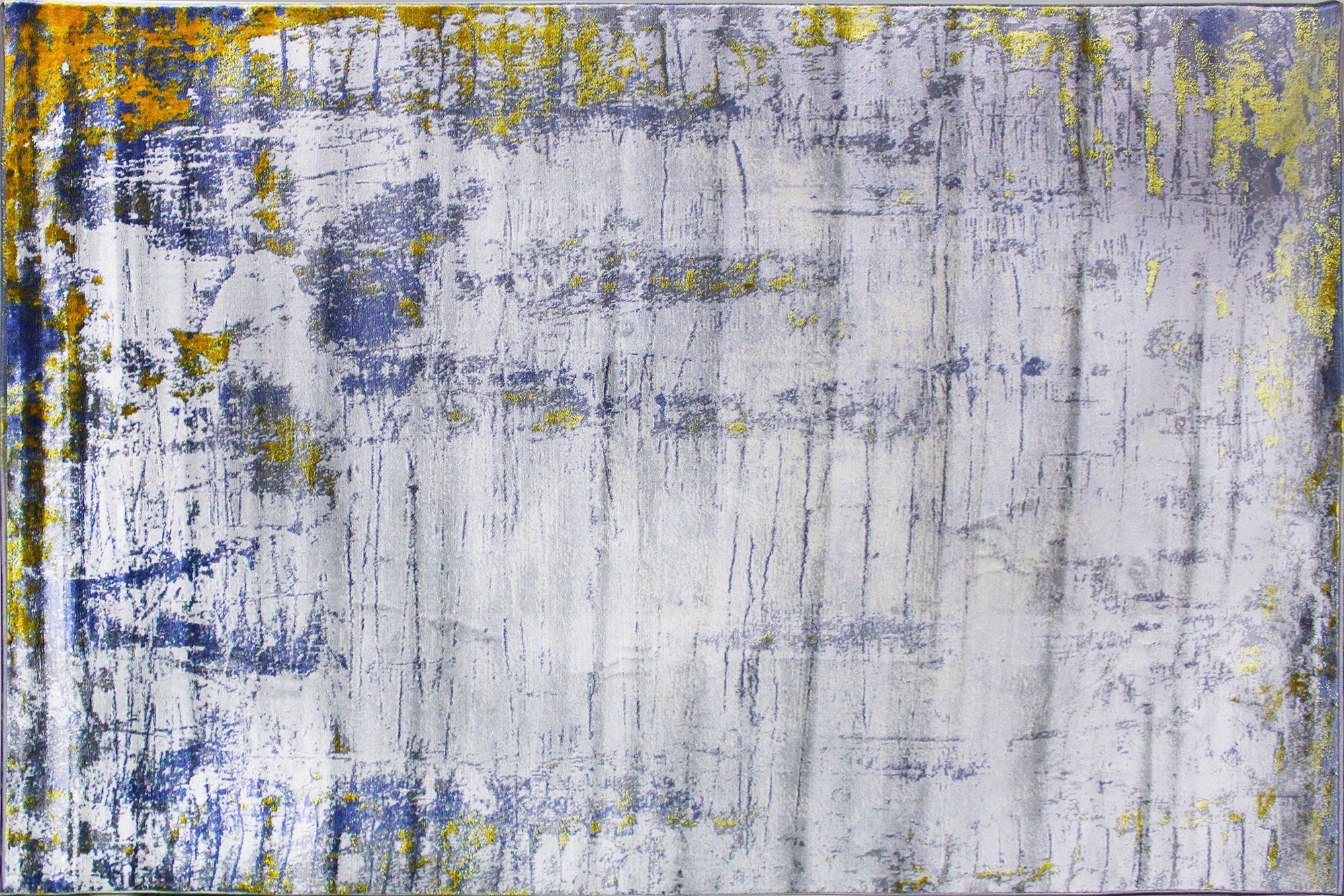 230cmx160cm Babil Textured Turkish Rug with Shimmering Yarn - Blue Grey Yellow 9974A