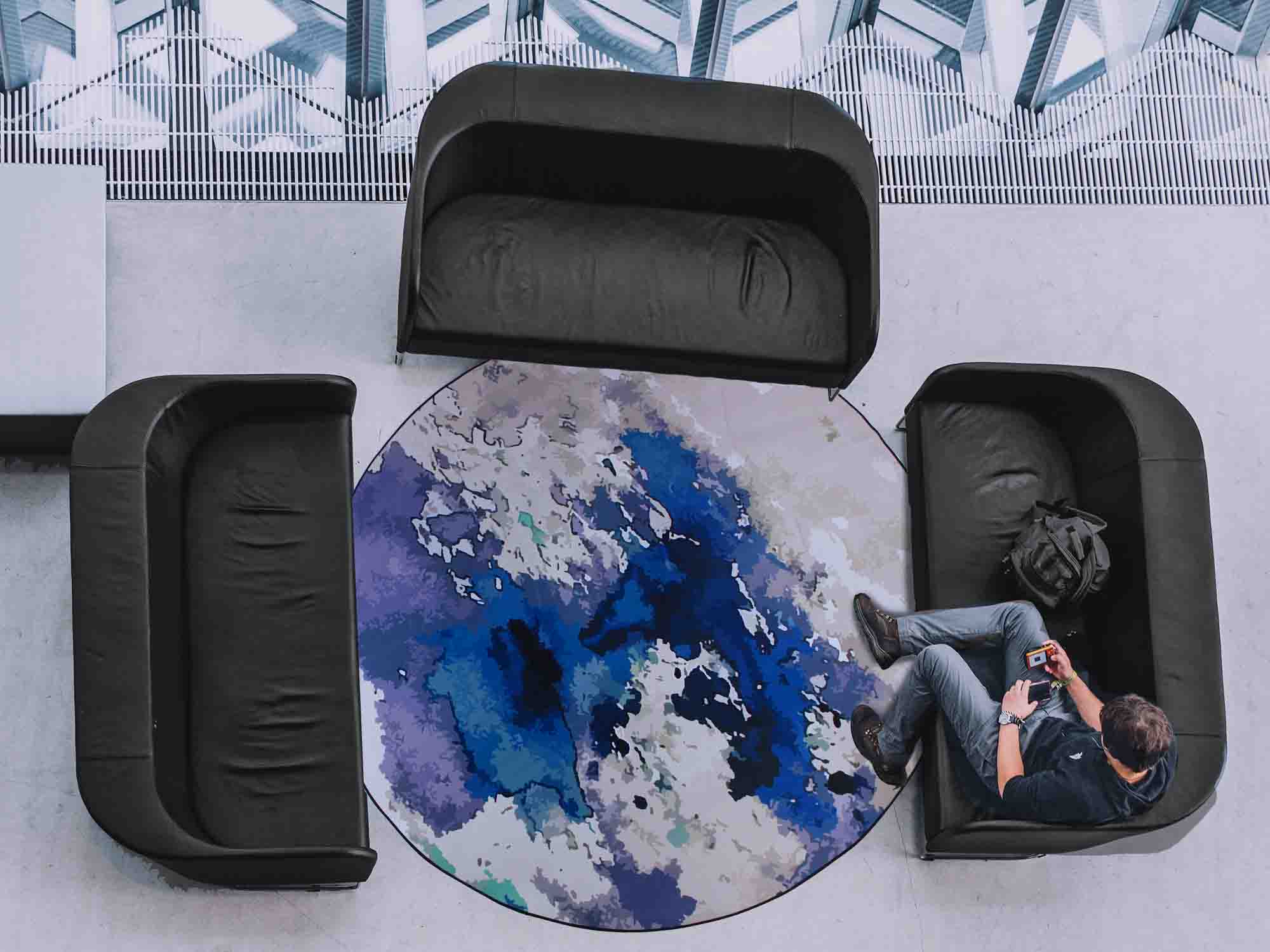 160cm Round LMA Branded 3D Printed Area Rug Lightweight - R60