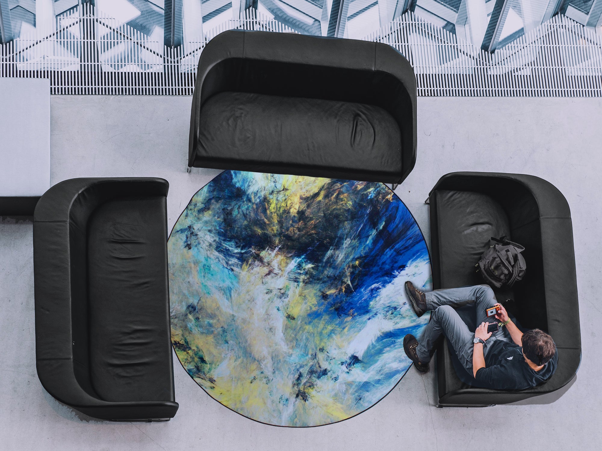 160cm Round LMA Branded 3D Printed Area Rug Lightweight - RCX02