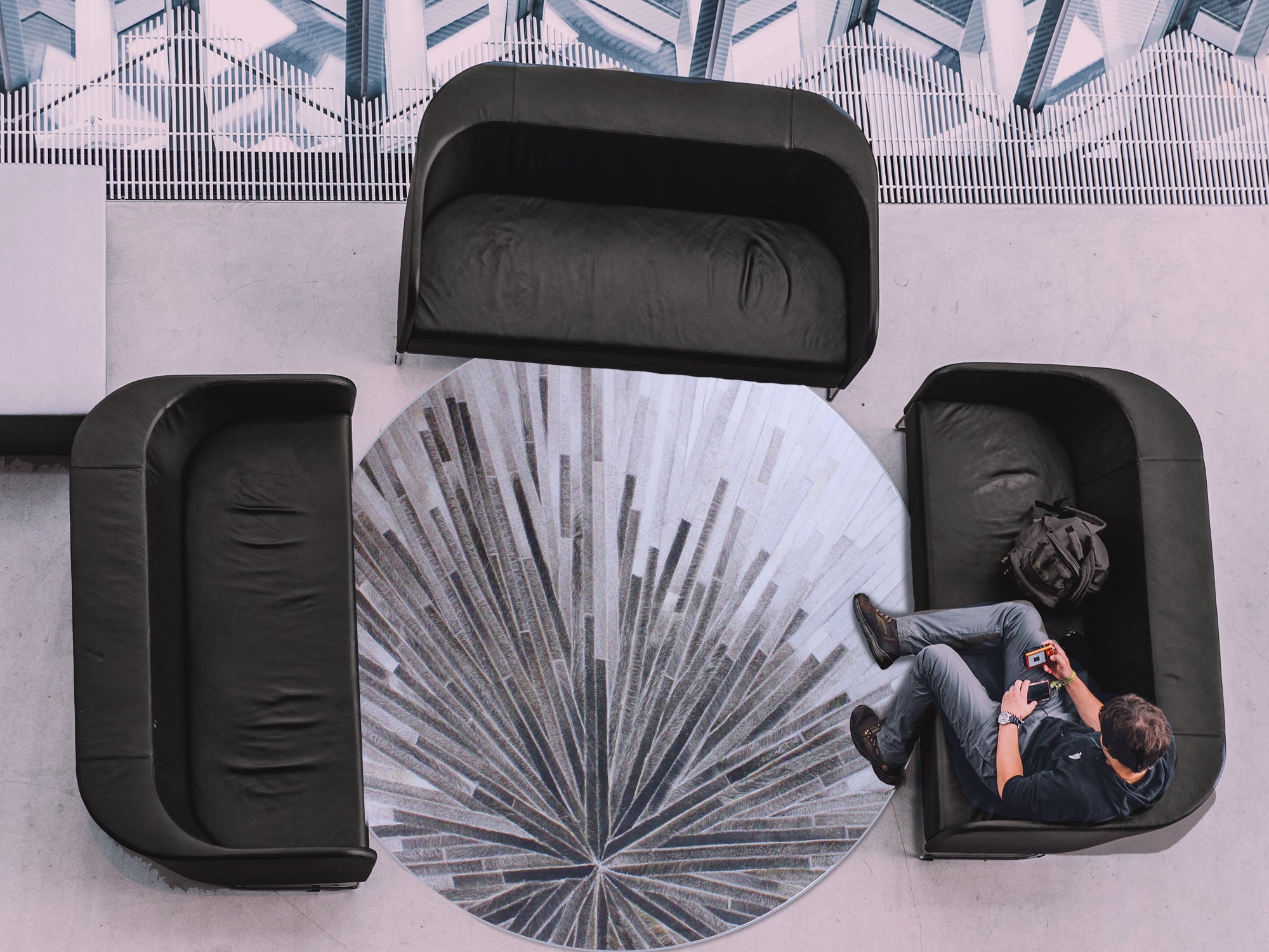 160cm Round LMA Branded 3D Printed Area Rug Lightweight - RCX42