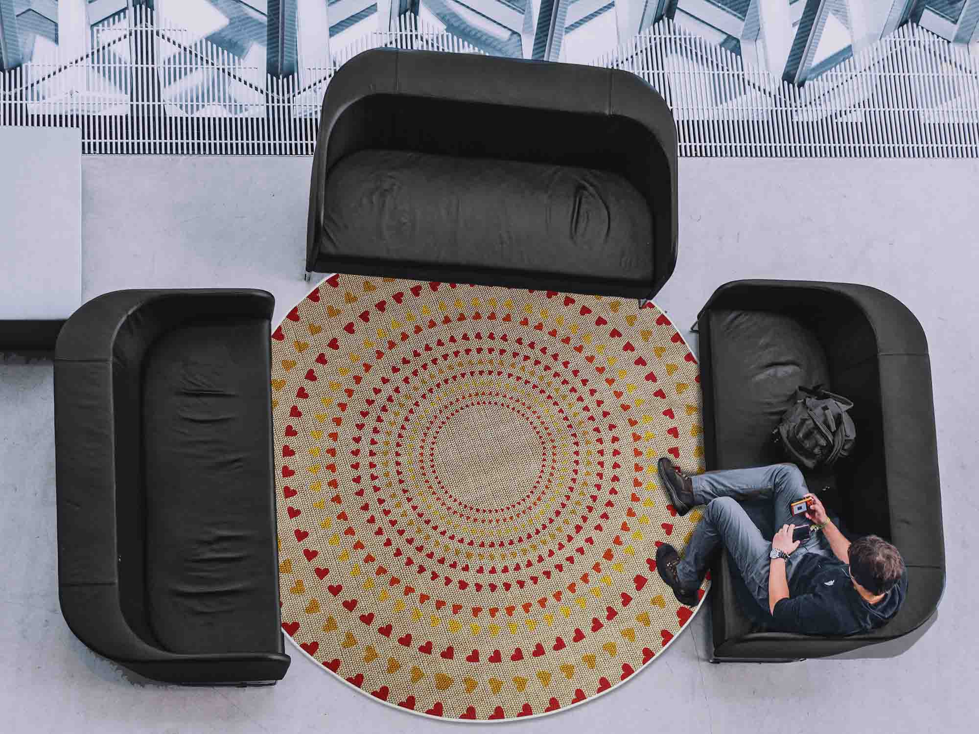 160cm Round LMA Branded 3D Printed Area Rug Lightweight - RM19