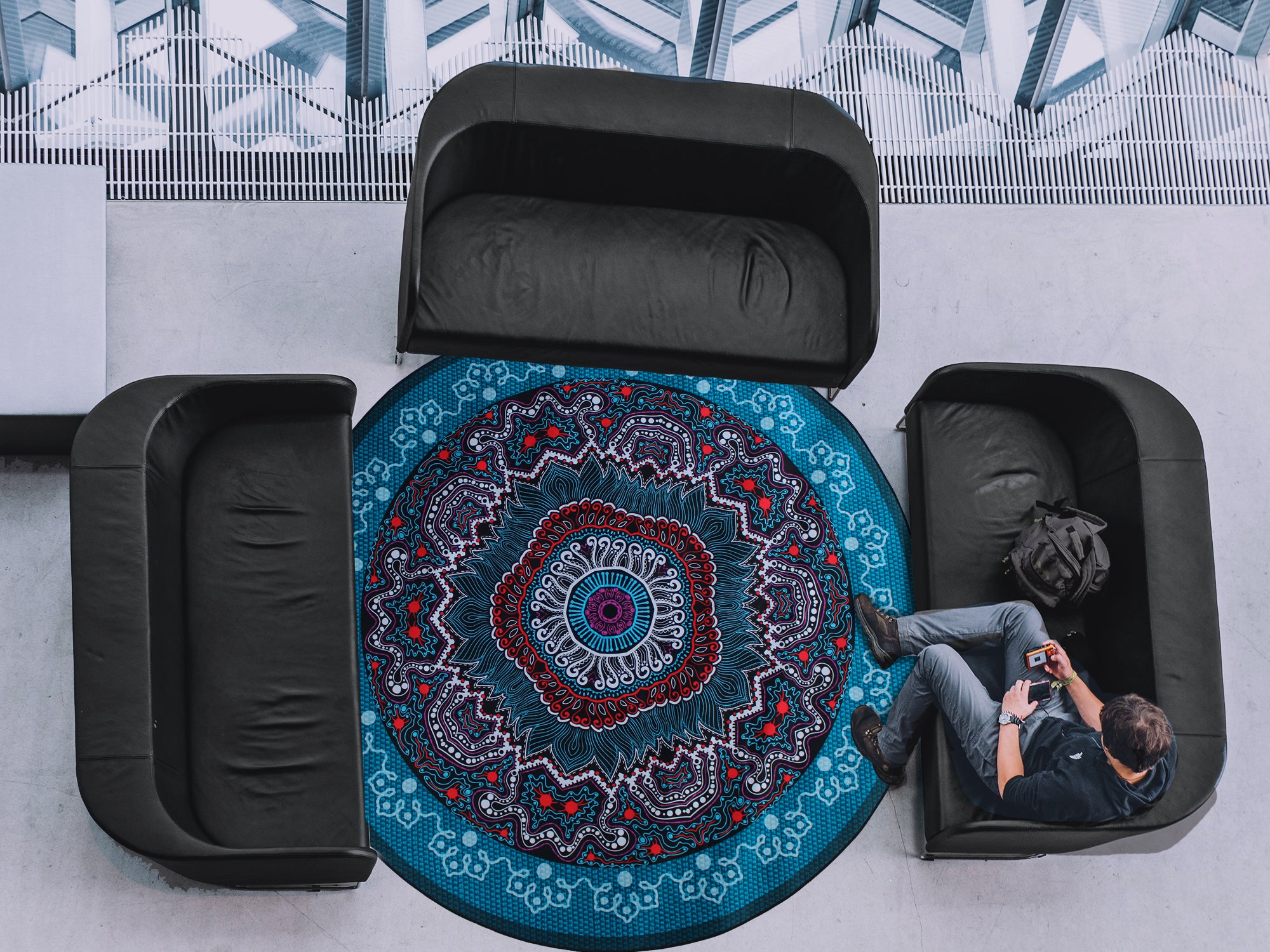 160cm Round LMA Branded 3D Printed Area Rug Lightweight - RM25