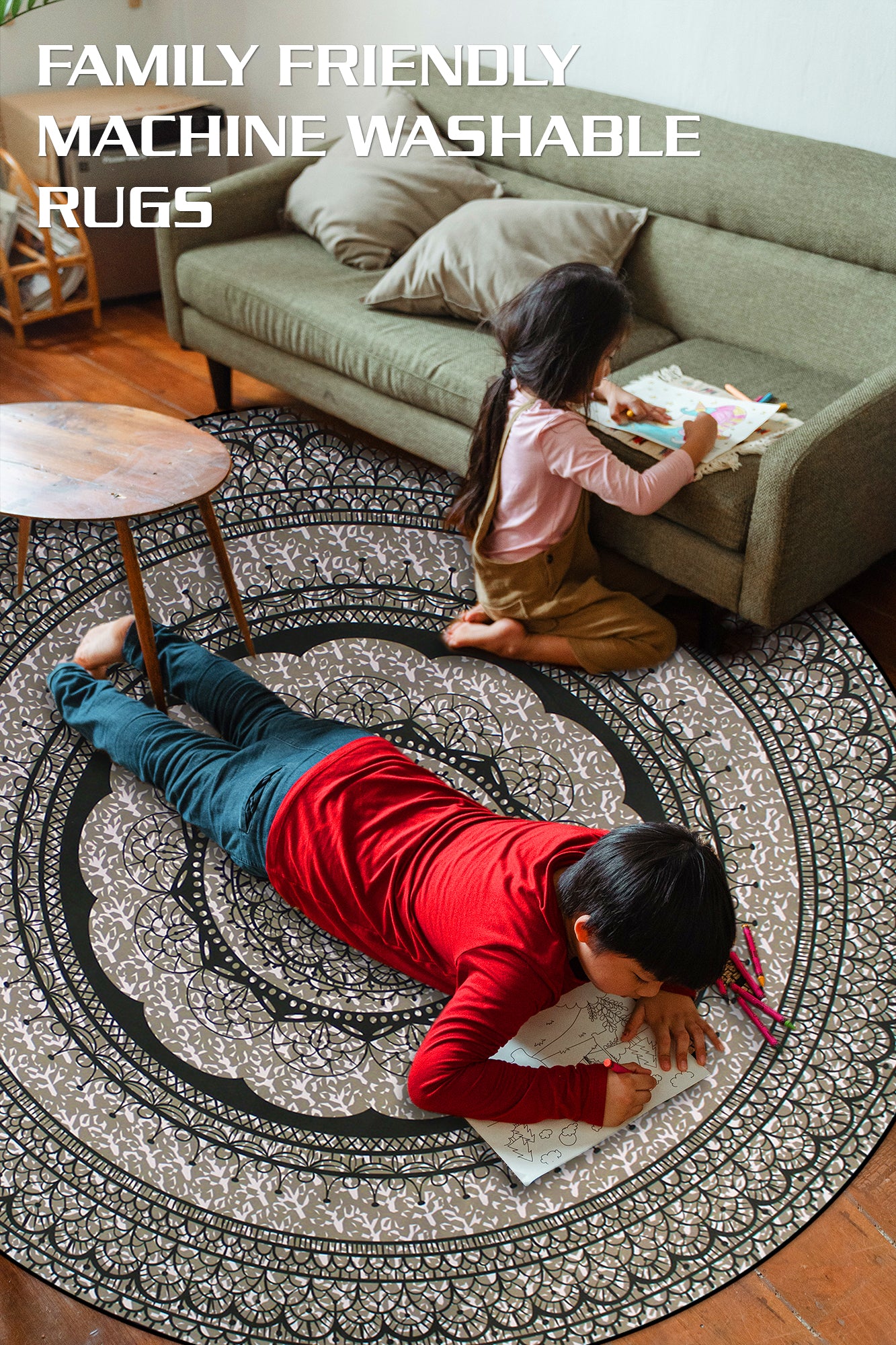 160cm Round LMA Branded 3D Printed Area Rug Lightweight - RM30