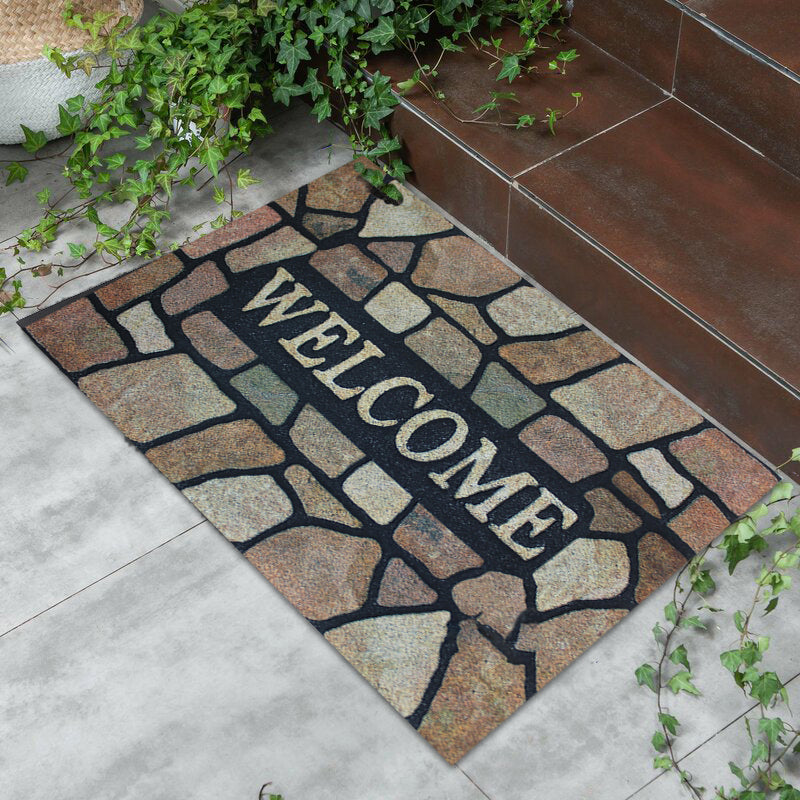 75cm x 45cm Non-Slip Imitation Felt Indoor & Outdoor Door Mat - Rock Face