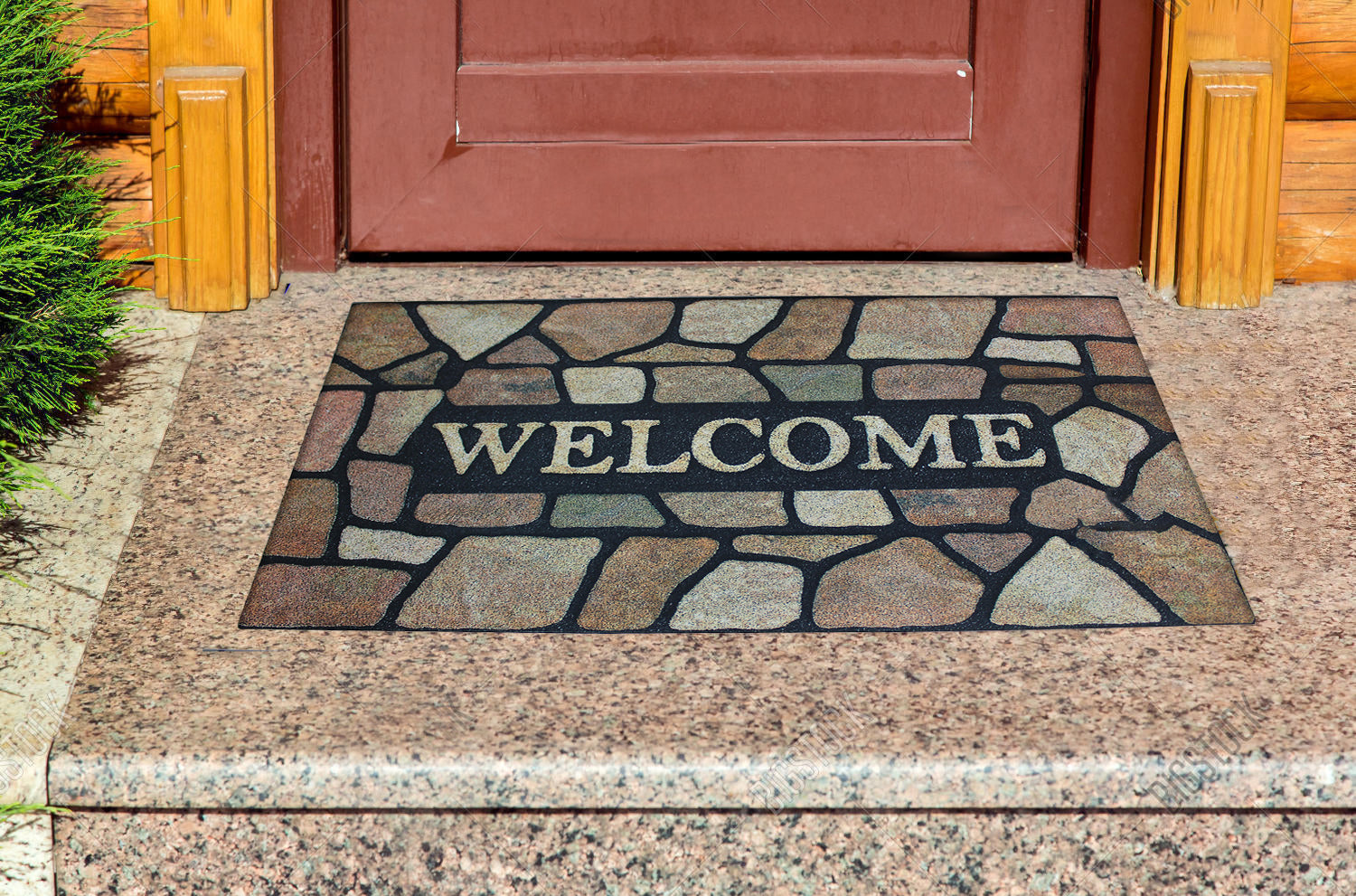 75cm x 45cm Non-Slip Imitation Felt Indoor & Outdoor Door Mat - Rock Face