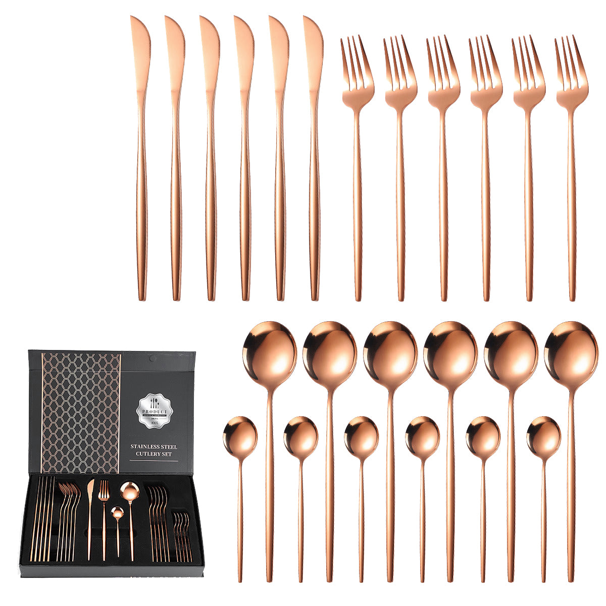 LMA 24 Piece Flatware Set in Elegant Noir Gift Box