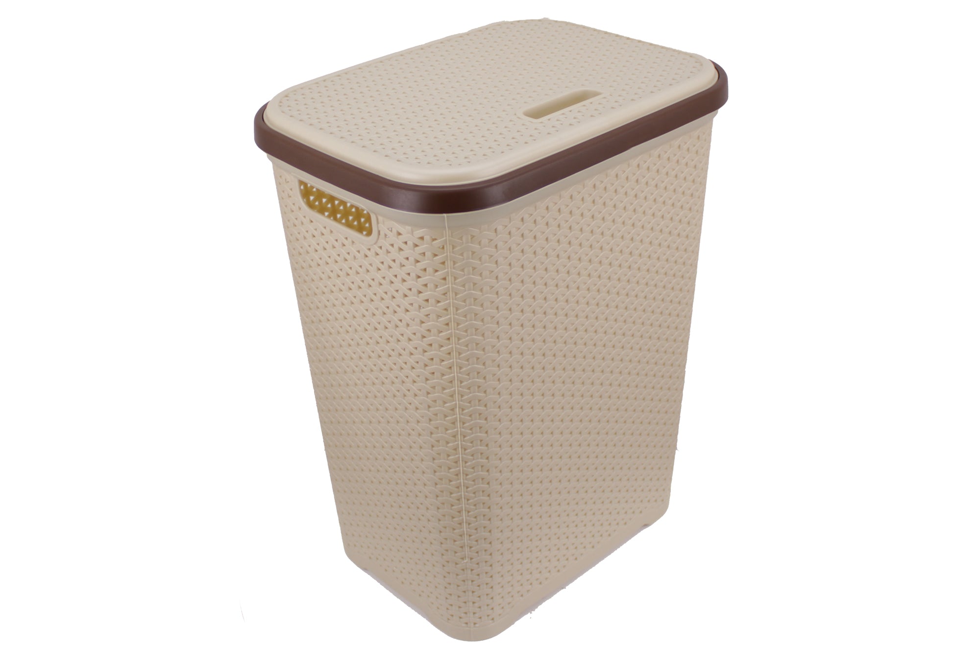 Two Tone PVC REED Weave Laundry Basket with Push-2-Lock Lid