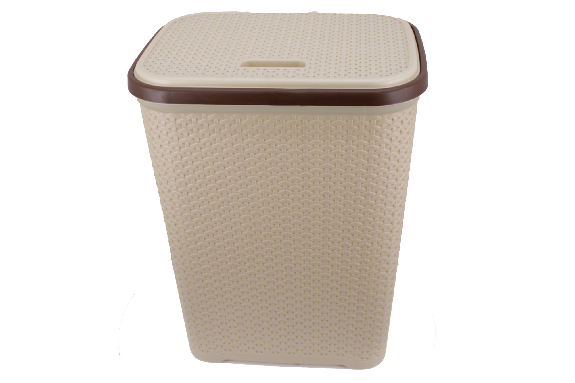 Two Tone PVC REED Weave Laundry Basket with Push-2-Lock Lid
