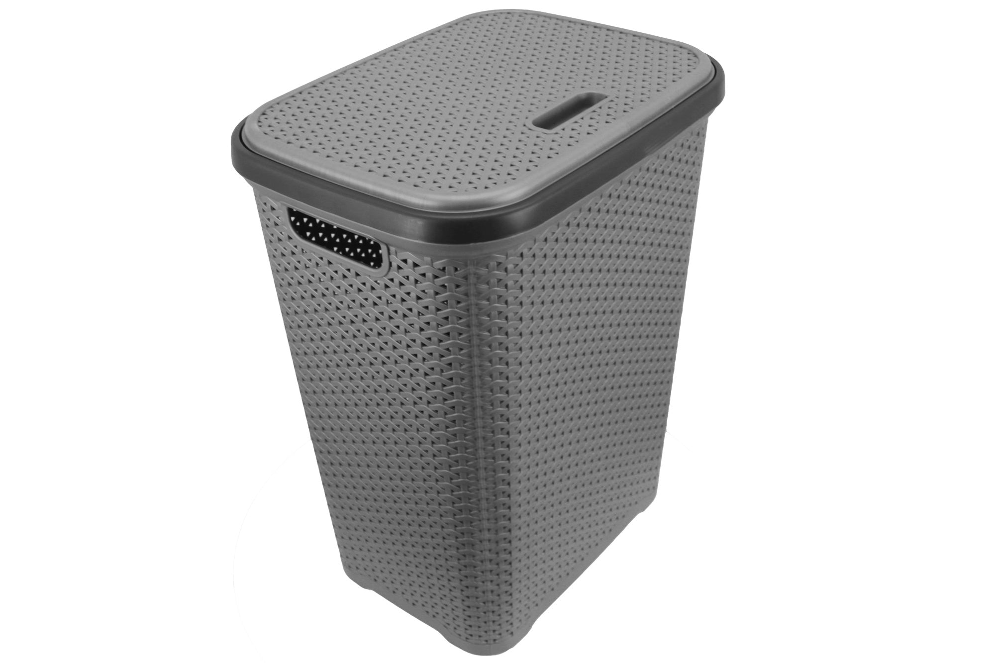 Two Tone PVC REED Weave Laundry Basket with Push-2-Lock Lid