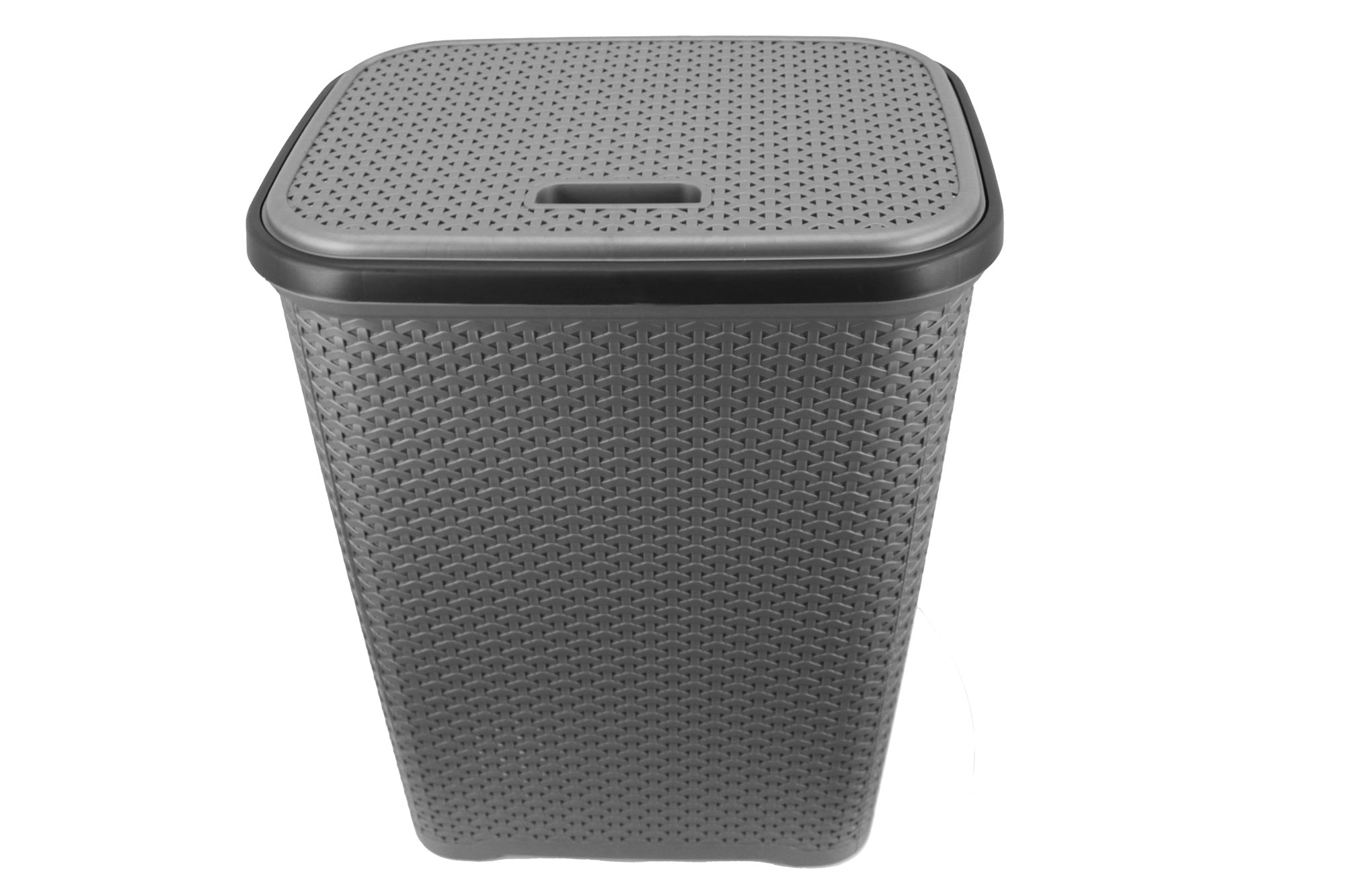 Two Tone PVC REED Weave Laundry Basket with Push-2-Lock Lid