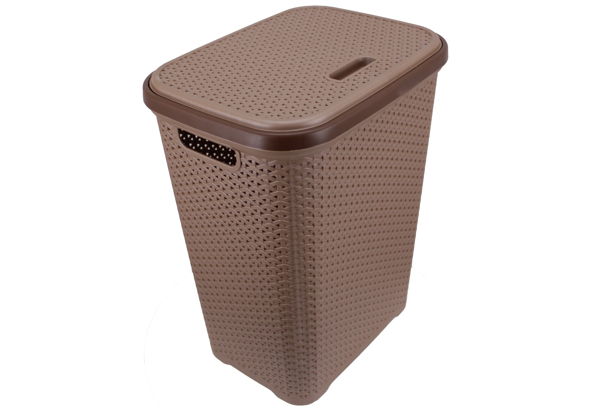 Two Tone PVC REED Weave Laundry Basket with Push-2-Lock Lid