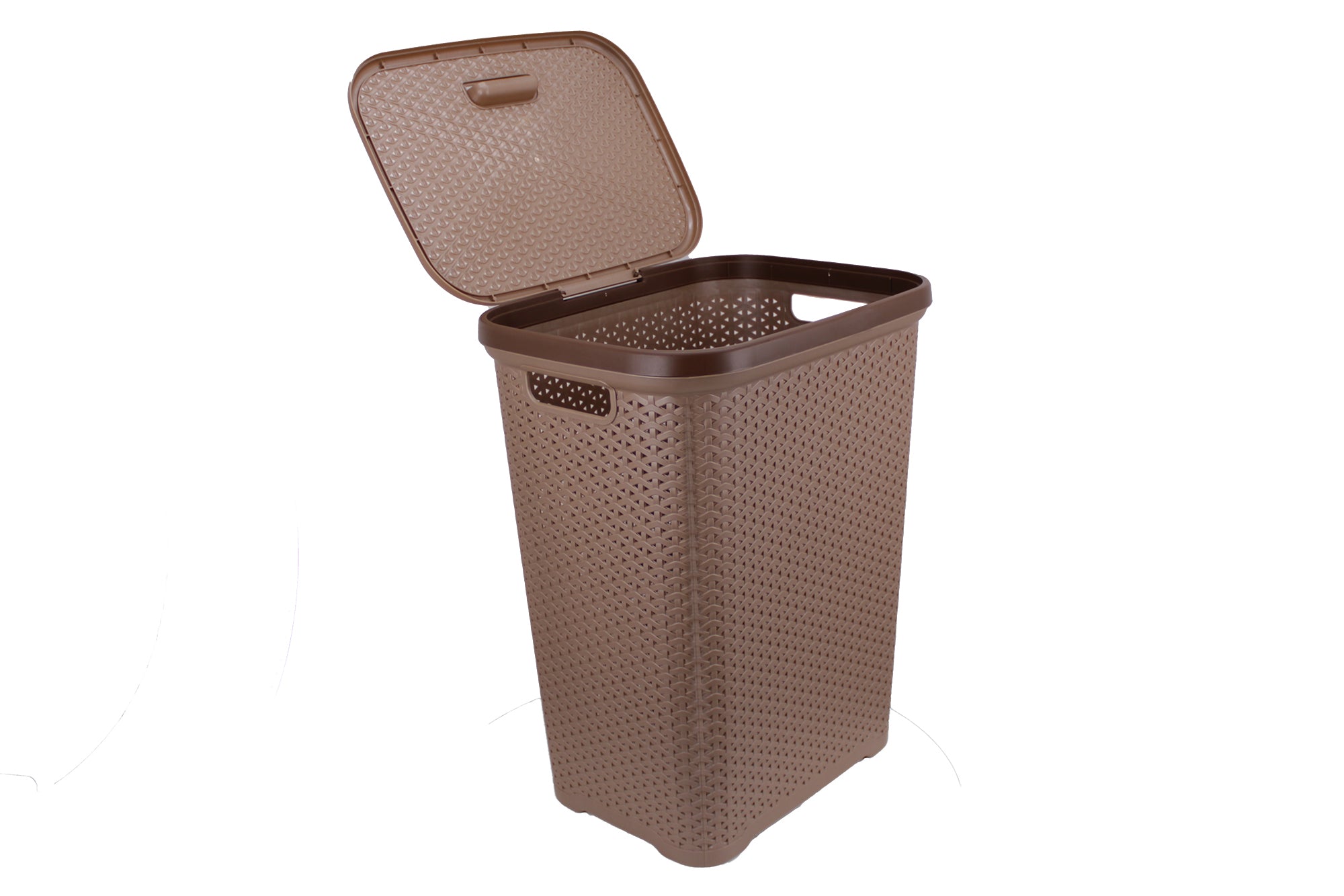 Two Tone PVC REED Weave Laundry Basket with Push-2-Lock Lid