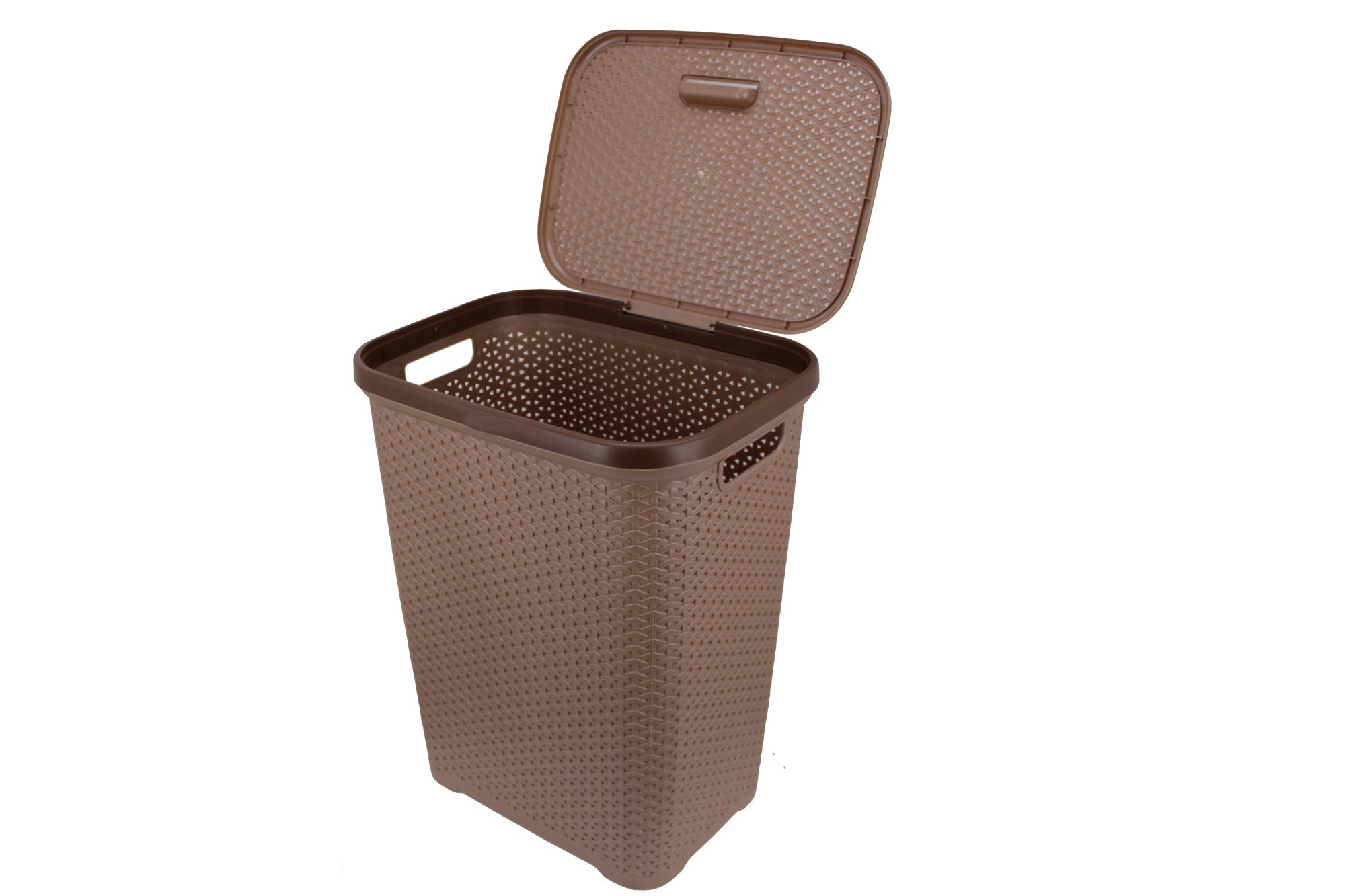 Two Tone PVC REED Weave Laundry Basket with Push-2-Lock Lid