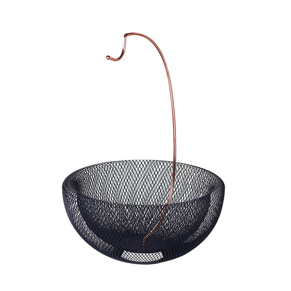 Berlinger Haus 29cm Fruit Basket with Banana/Grape Holder - Black Rose Collection