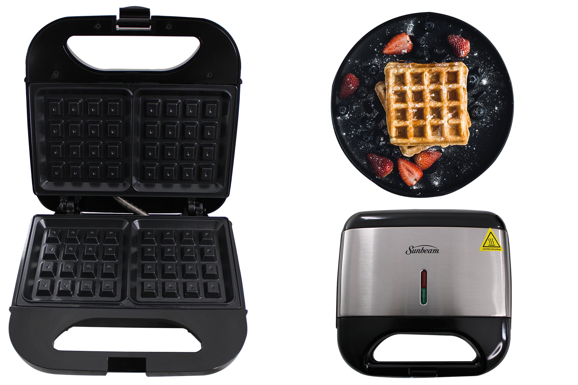 Sunbeam Stainless Steel Waffle Maker SWM-300 - Non Stick Two Slice
