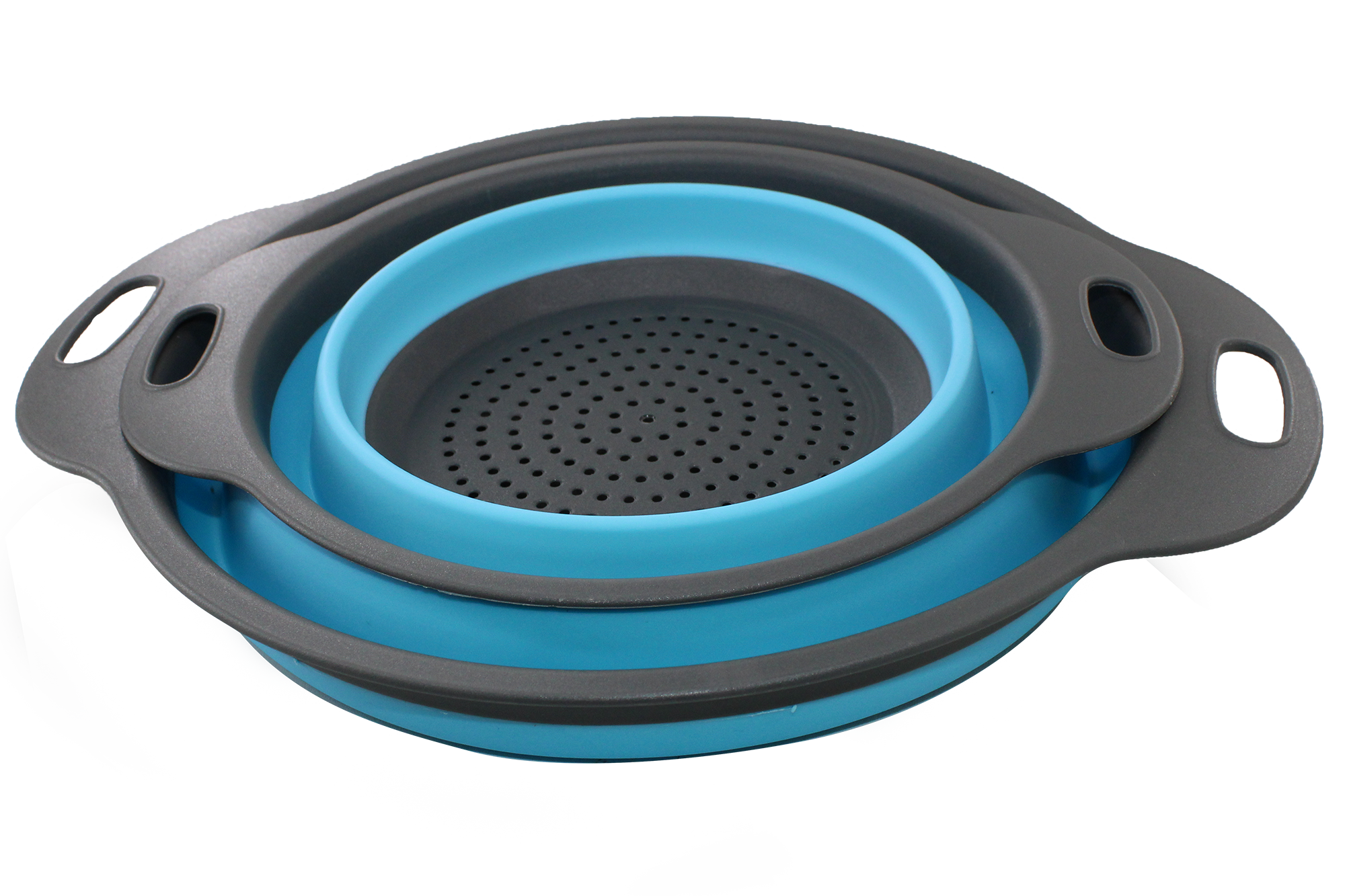 Smart Living Easy-Stack 2 Piece Silicon Collapsible Colander & Strainer Set - Blue