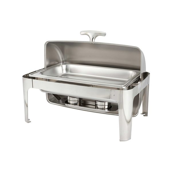 Rectangular Roll Top Chafing Dish - Stainless Steel Food Warmer