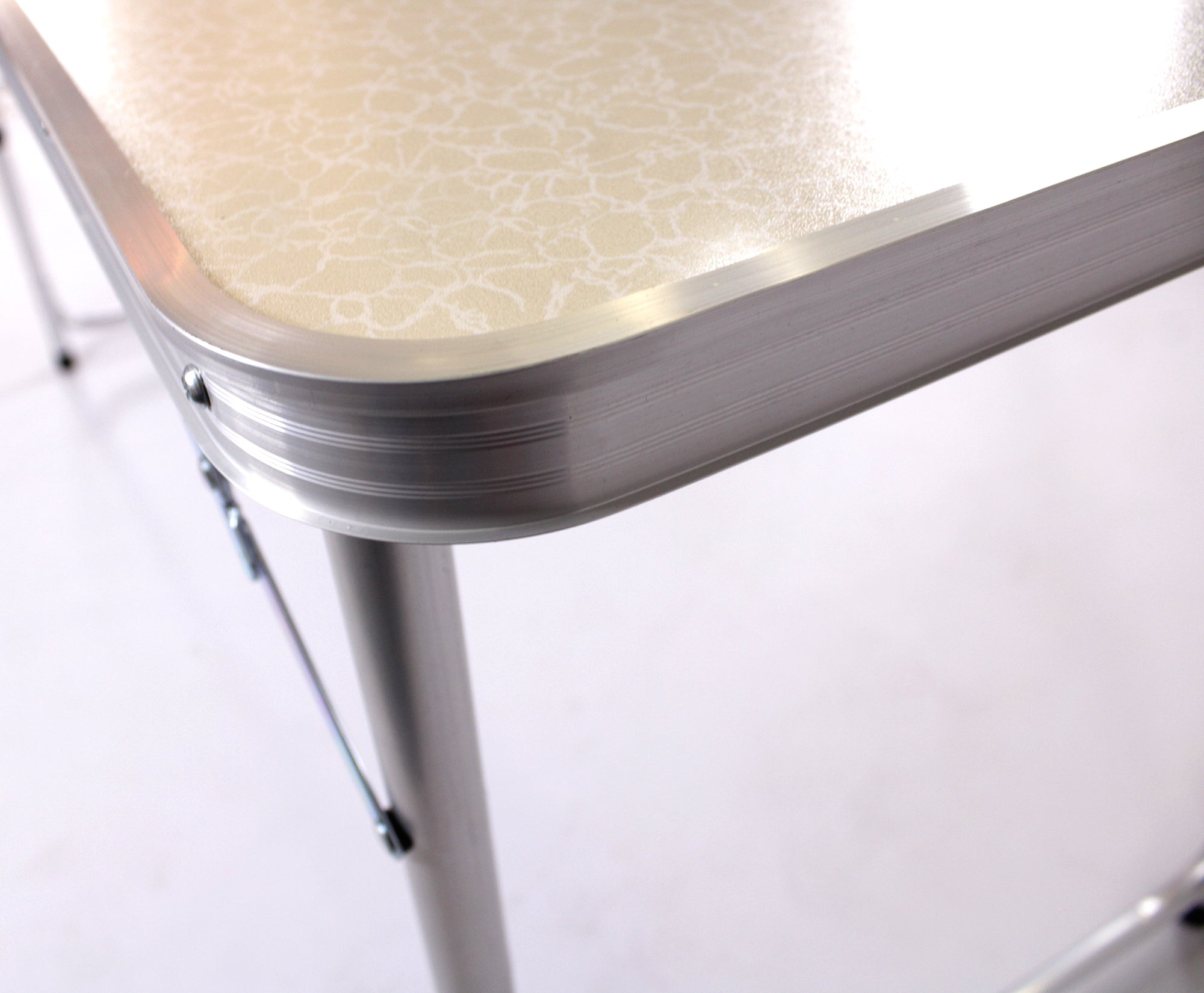 160x60cm Adjustable Height Cream Marbling Top Aluminium Frame Folding Table
