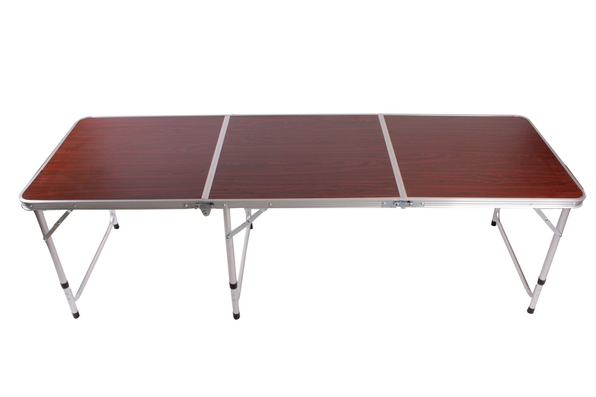 180x60cm Portable Folding Adjustable Height Aluminium Table with Veneer Top