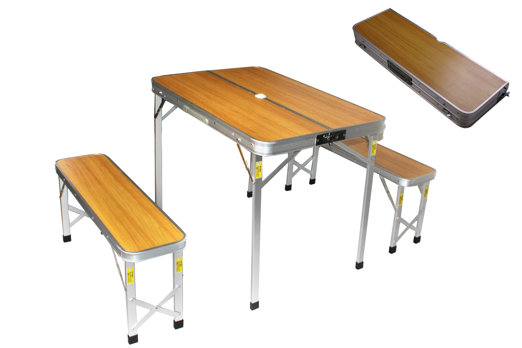 90x60cm Portable Outdoor Aluminium Folding Table & Bench Set