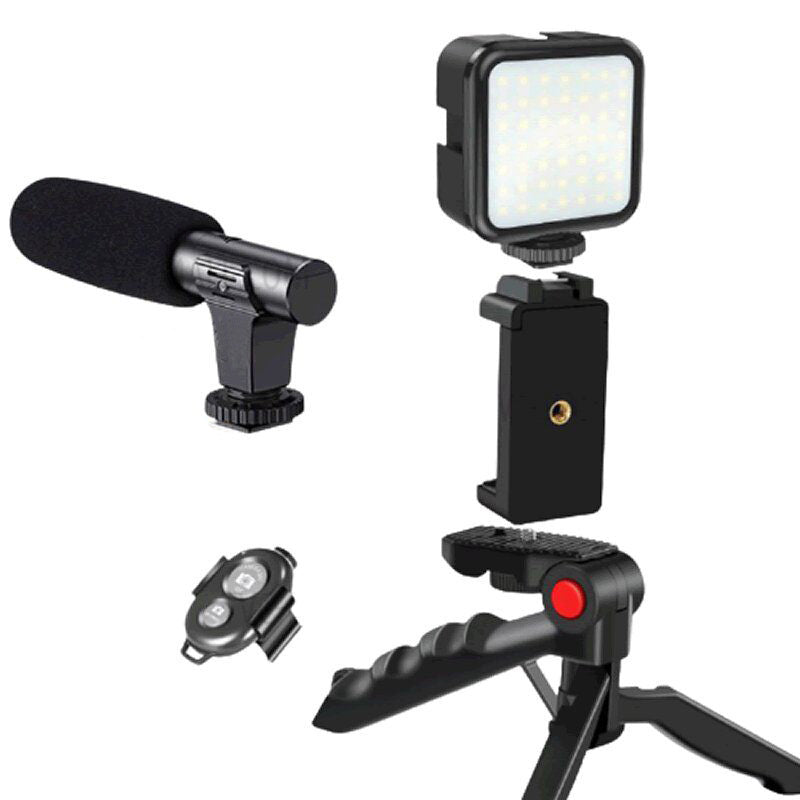 Smartphone Video & Microphone Vlogging Kit with LED Light & Tripod Stand