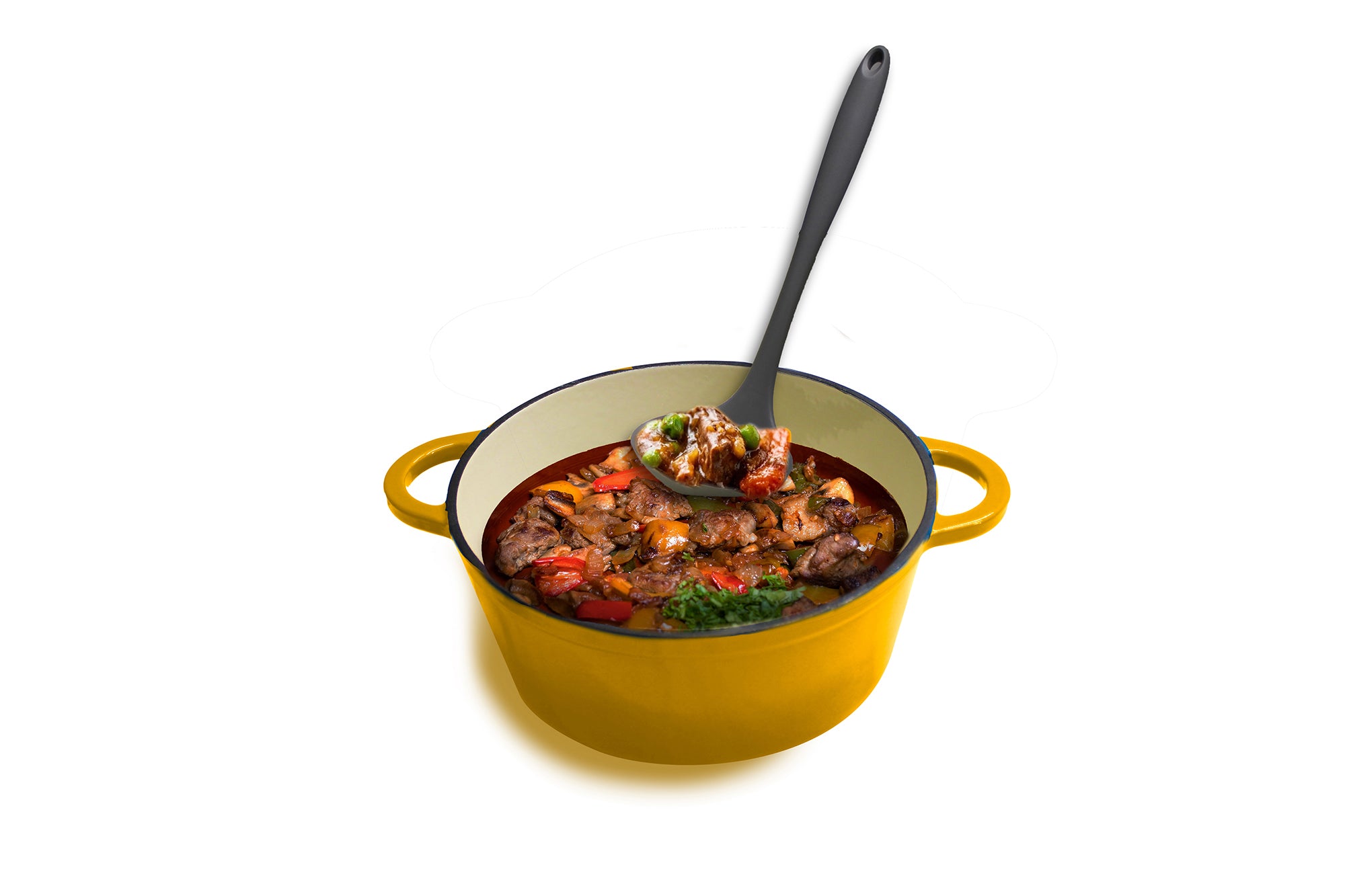 LMA Branded - 10 Piece Cast-Iron Cookware Pots & Silicone Kitchen Utensil Set