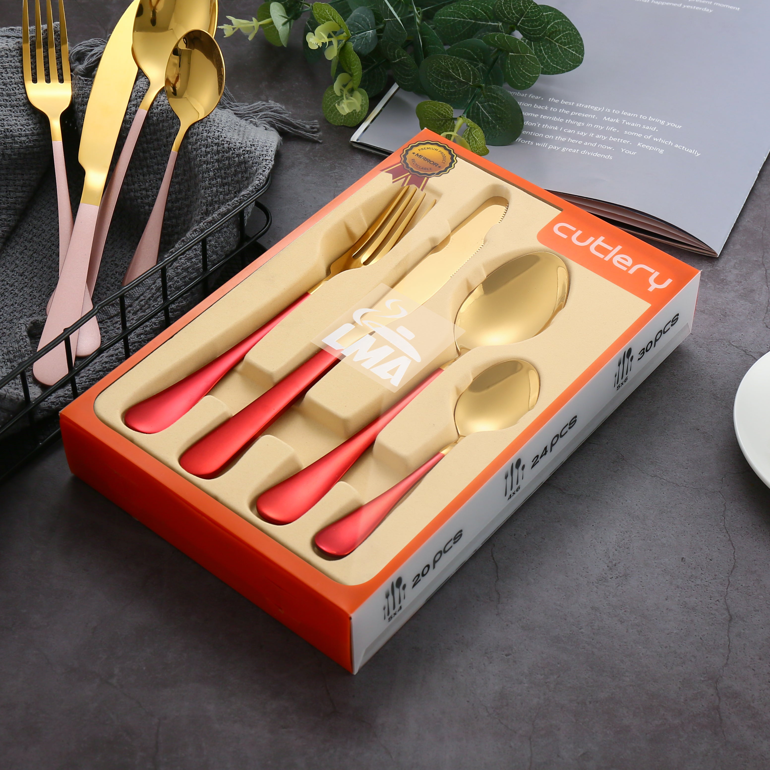 LMA 24 Piece Two-Tone Cutlery Dinner Set in PVC Pack