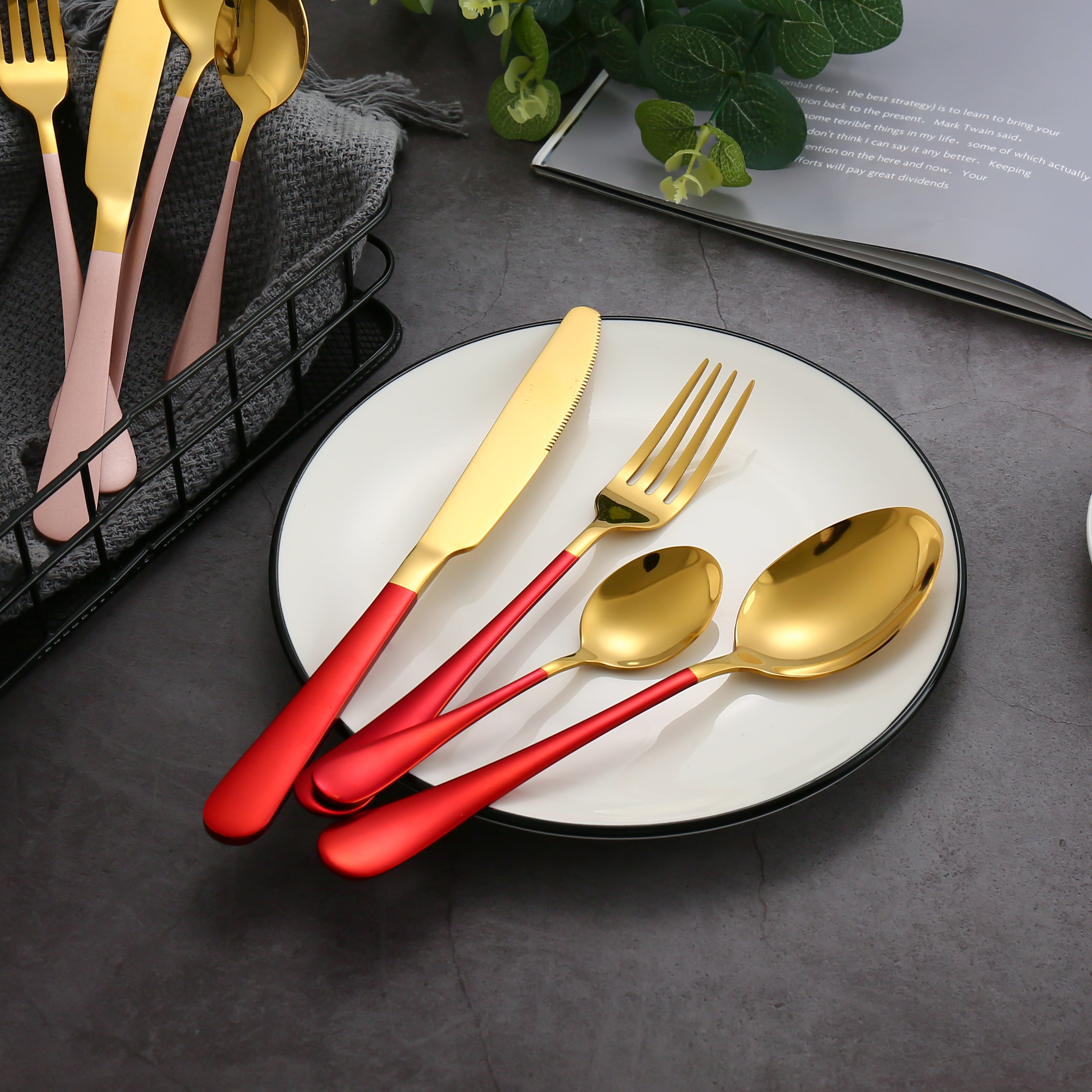 LMA 24 Piece Two-Tone Cutlery Dinner Set in PVC Pack
