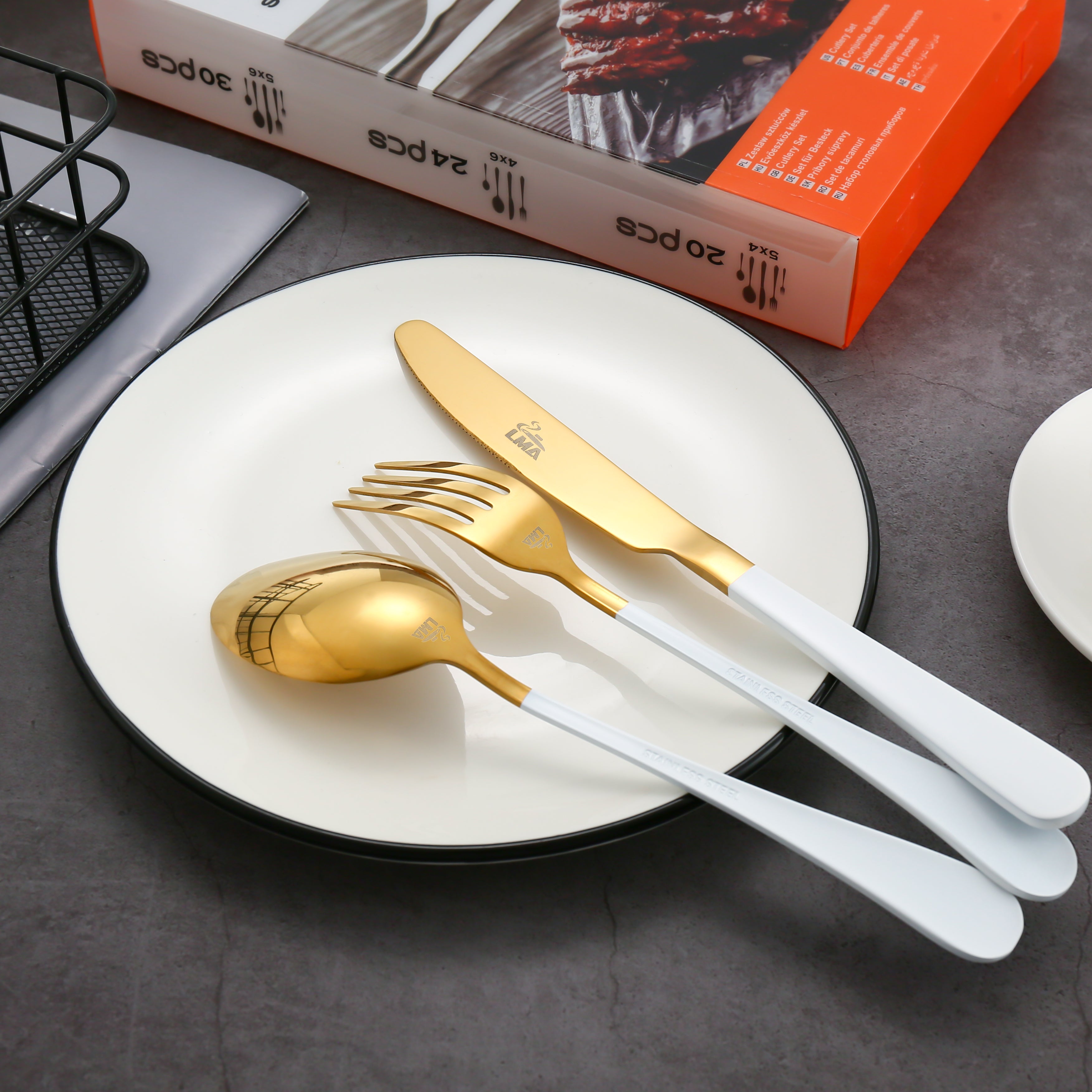 LMA 24 Piece Two-Tone Cutlery Dinner Set in PVC Pack