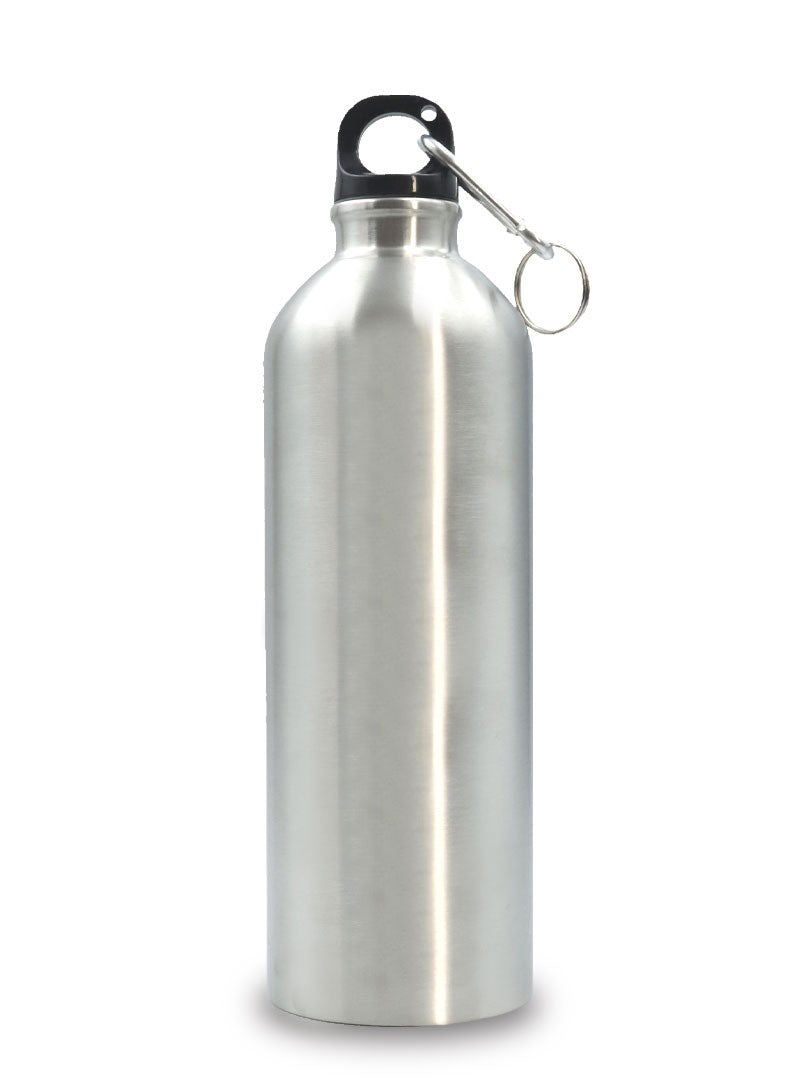 LMA 750ml Single Wall Stainless Steel Water Bottle & Carabiner Clip FX-8847