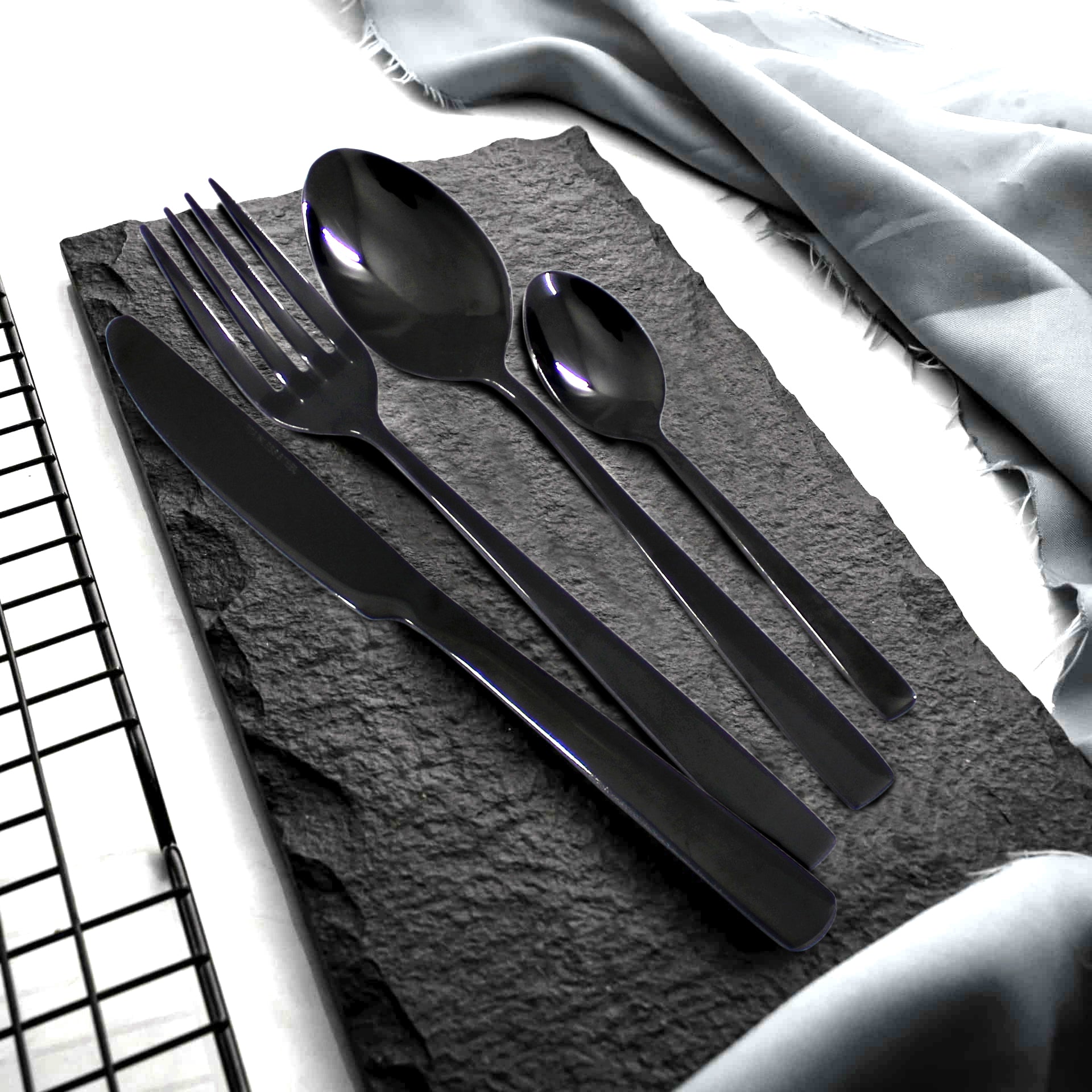 LMA 24 Piece Cutlery Set & Fiber Textured Noir Display Box