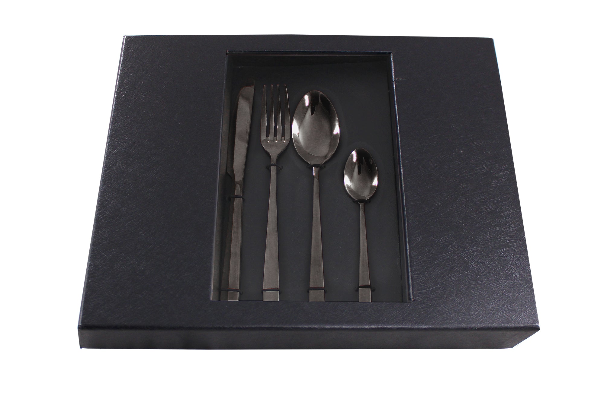 LMA 24 Piece Cutlery Set & Fiber Textured Noir Display Box