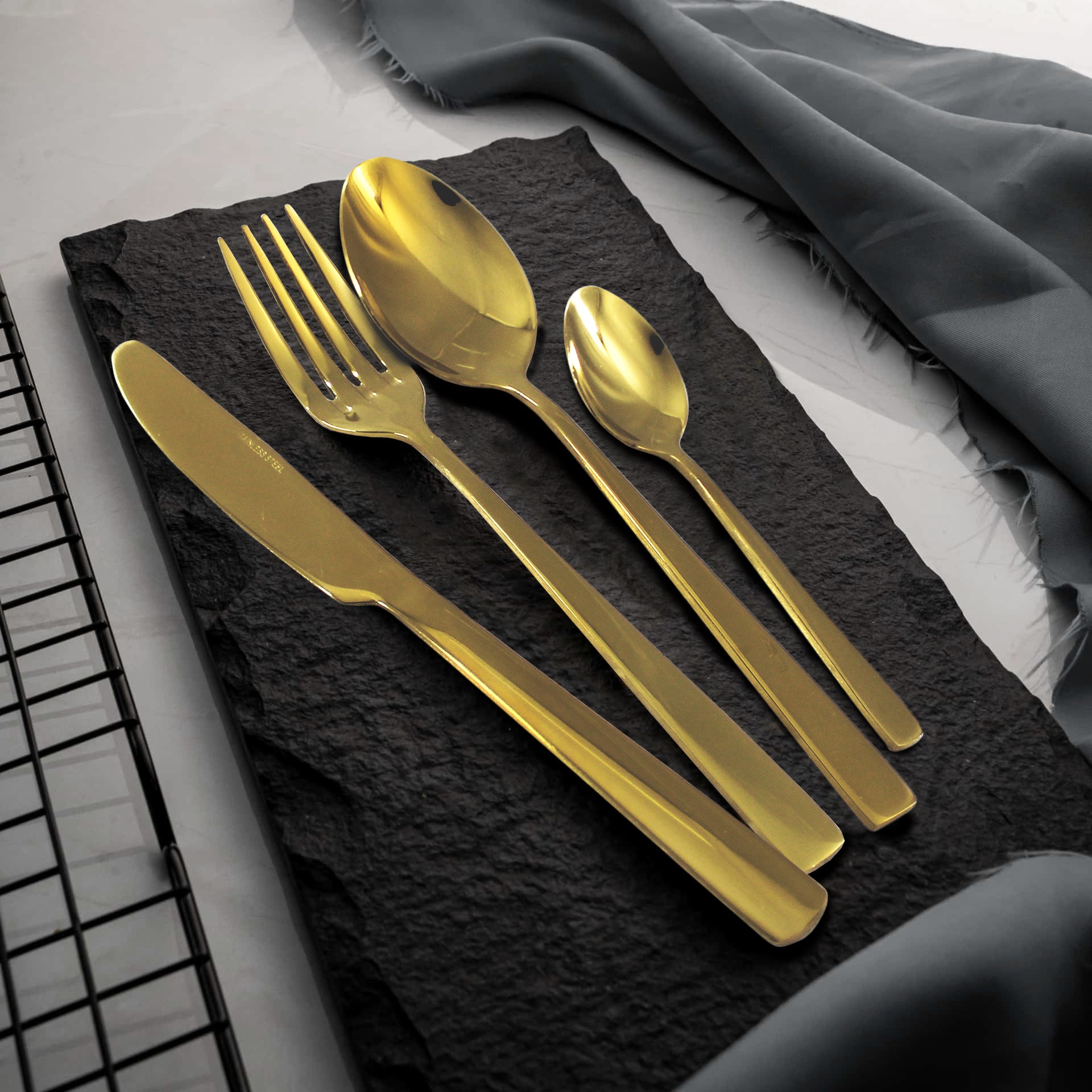 LMA 24 Piece Cutlery Set & Fiber Textured Noir Display Box